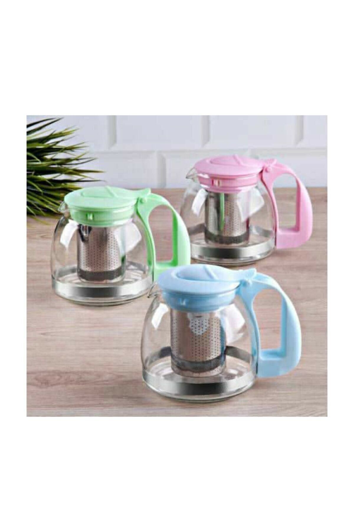 Olgun Home Süzgeçli Cam Demlik ,demlik Üstü 1250 Ml Çay Kahve Bitki Çayı