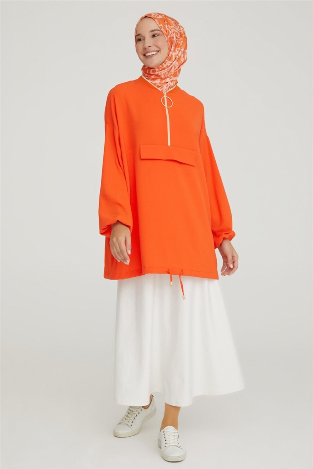 Armine Yakası Ribanalı Tunik 21y4410 Mandarin