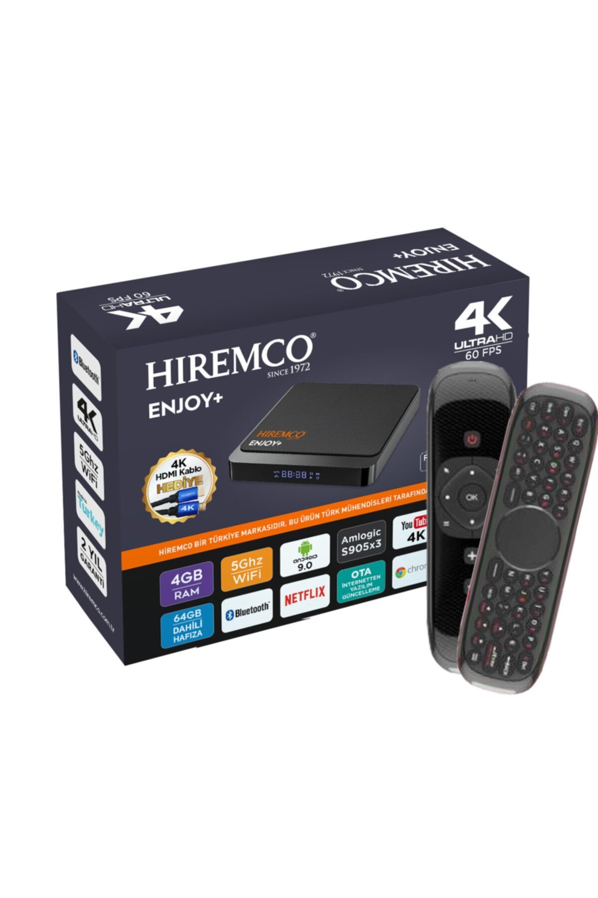Hiremco Enjoy + Android Box 9.0 W2 Fly Mouse Klavye Hediyeli
