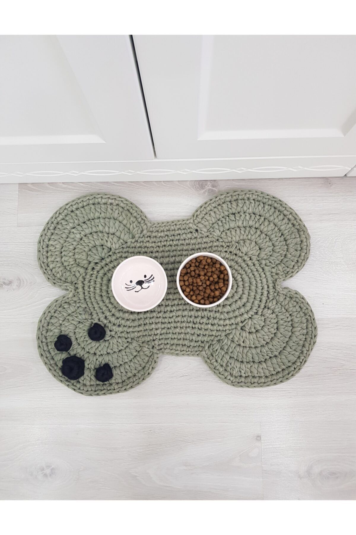 ÖRGÜM Köpek Paspası Yıkanabilir Beslenme Paspası 50x35 Cm Haki Renk