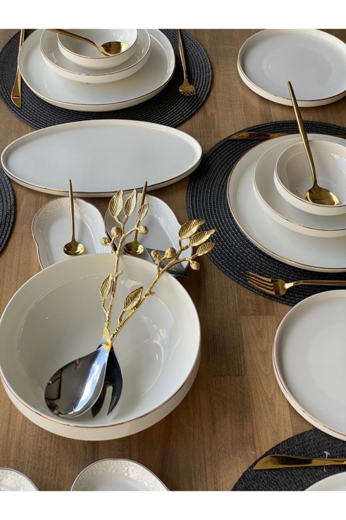 ROSSEV Yemek Takımı Modern Gold 63 Parça 6 Kişilik