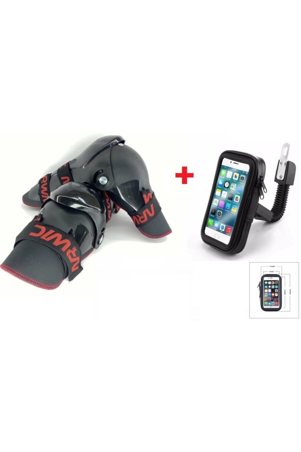 ARWİÇ Motosiklet Dizlik Mafsallı + Ayna Bağlantılı Telefon Tutucu Xl