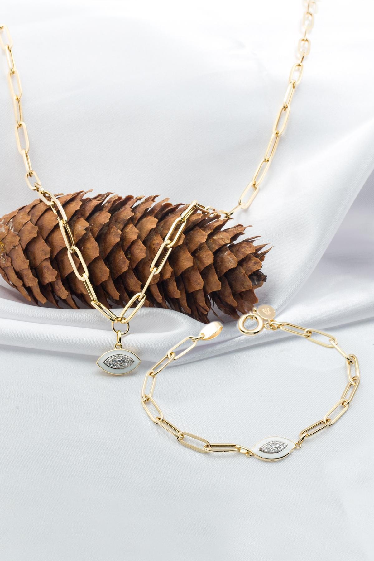 Bilezikci Gözlü Halkalı Altın Takı Seti