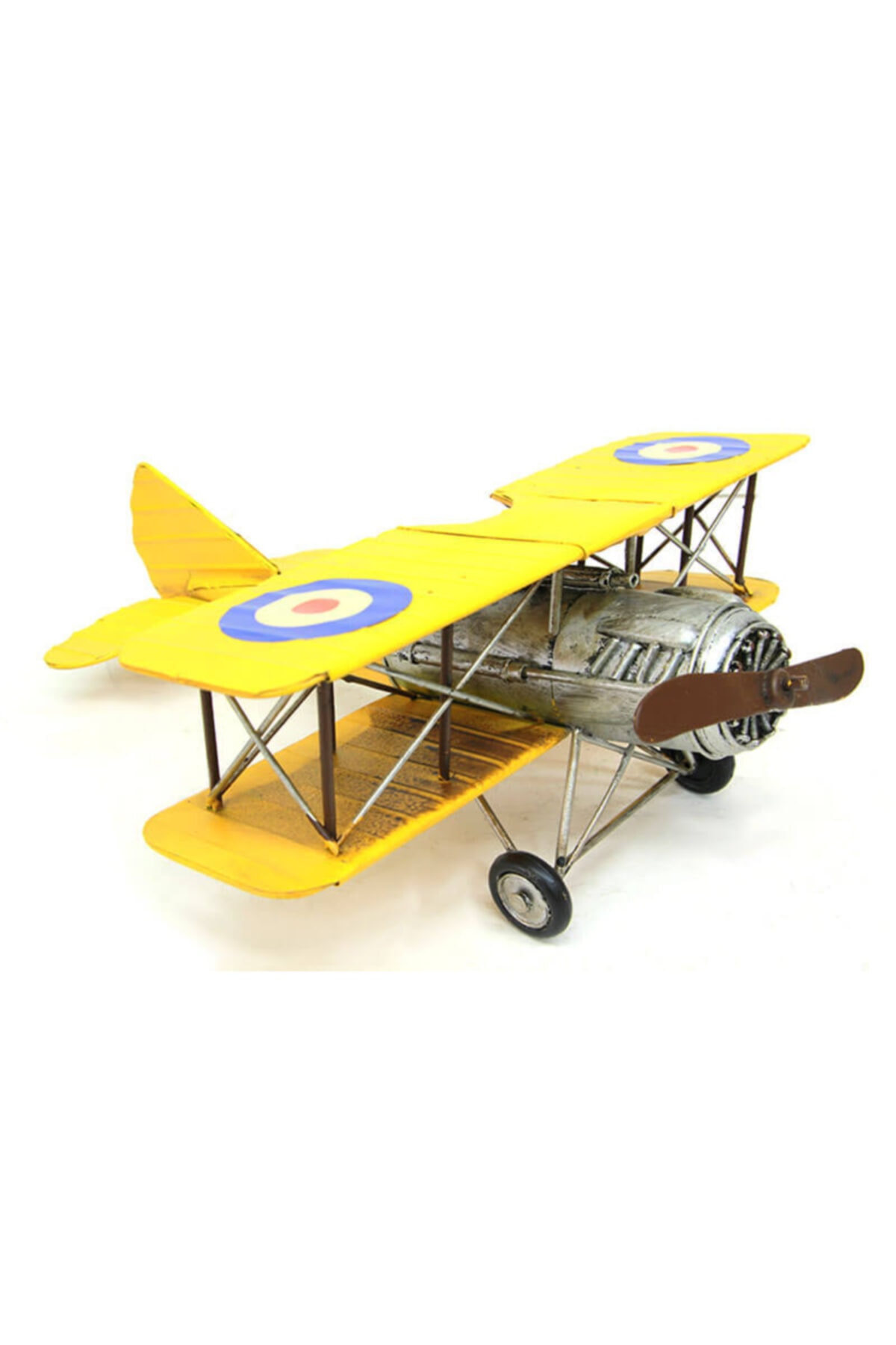 dastur Dekoratif Metal Uçak Sarı Çift Kanatlı
