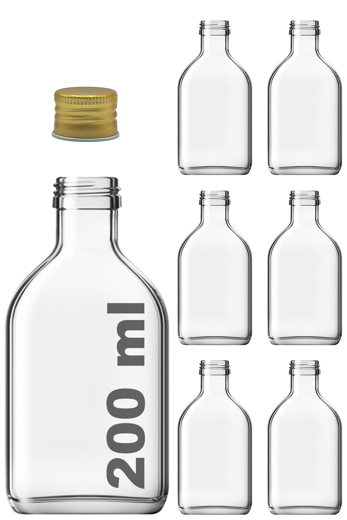 Afracam Cold Brew Şeffaf 200 Ml Gold Metal Kapaklı Boş Cam Şişe 6 Adet (soğuk Kahve)