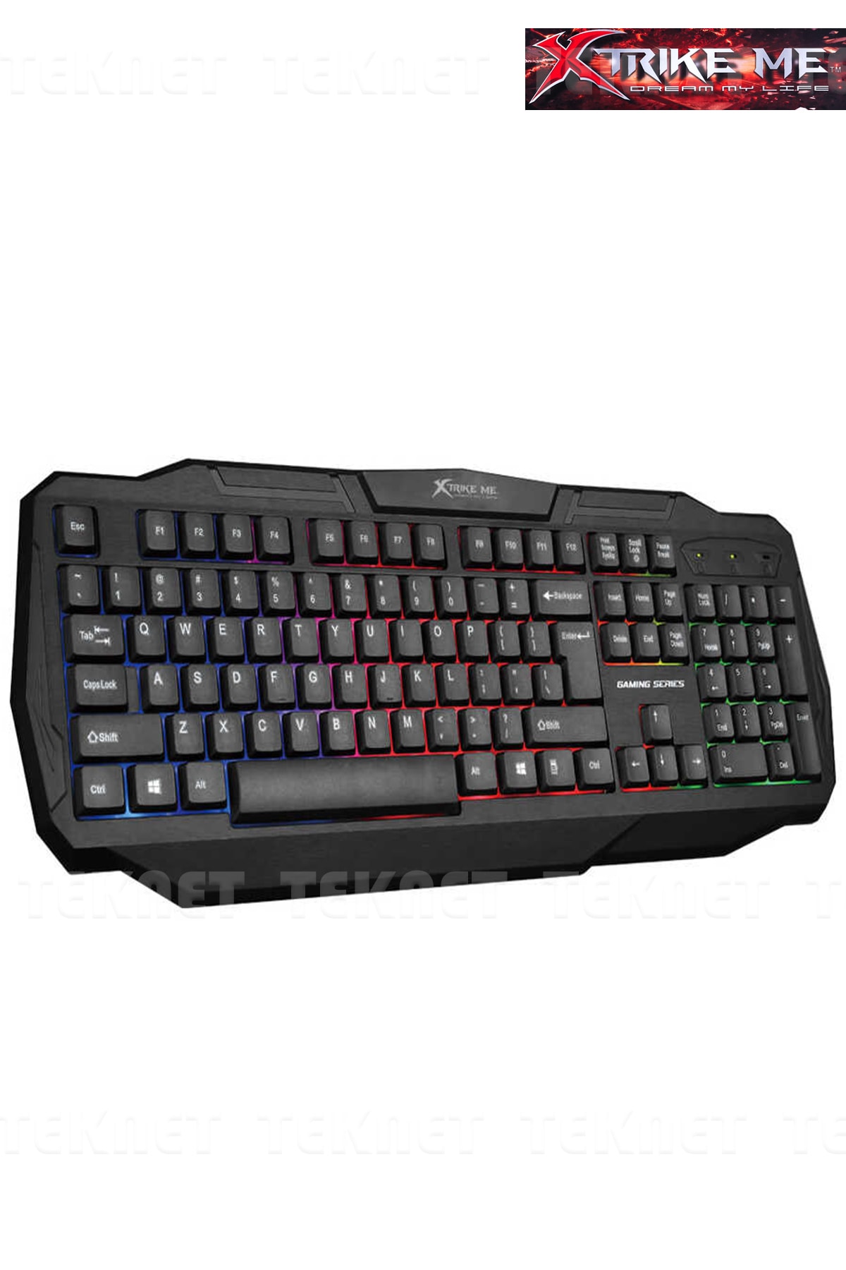 TEKNETSTORE Xtrike Me Kb-302 Rgb Işıklı Aydınlatmalı Usb Oyuncu Q Gaming Klavye Membrane Switch