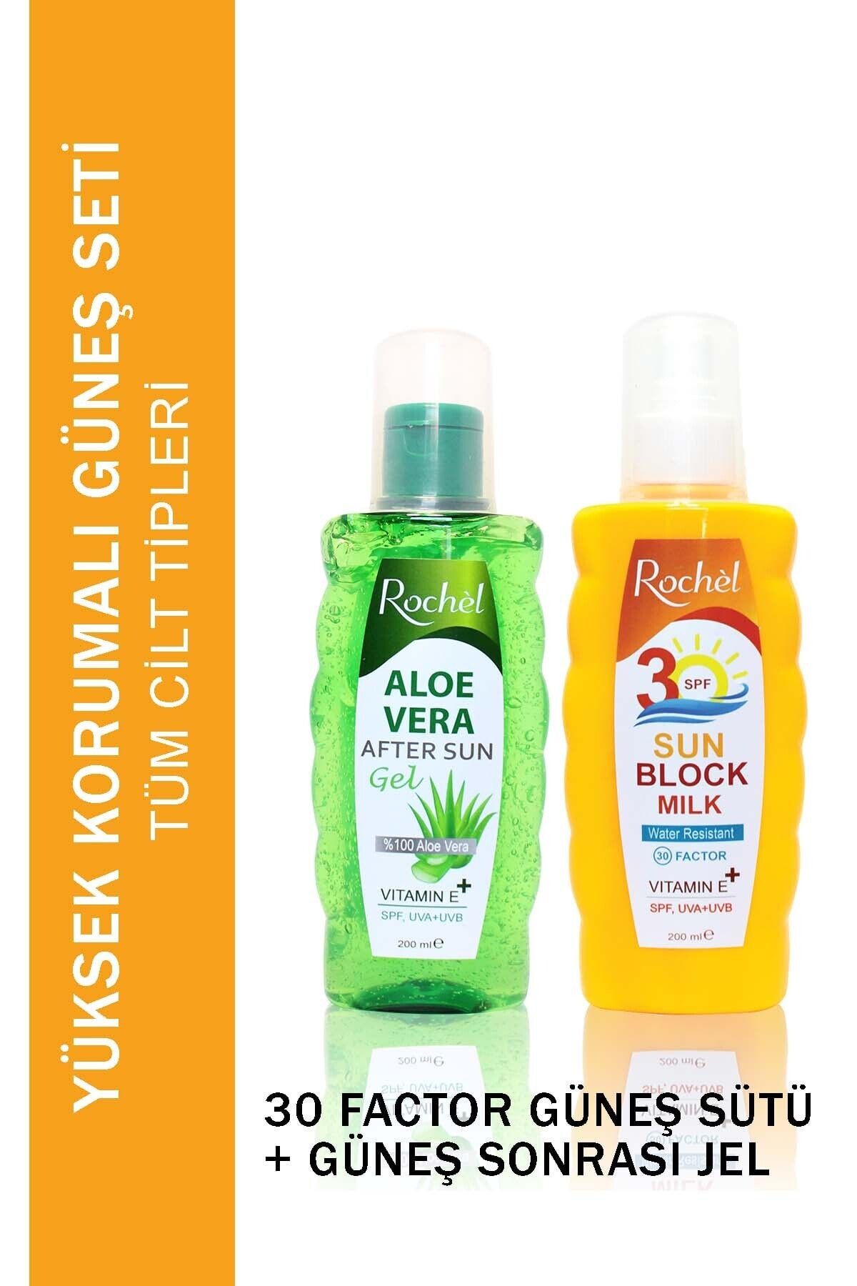 Rochel Güneş Sonrası Jel Aloe Vera (200ml) + Güneş Kremi (30 Spf Sun Mılk) (200ml)