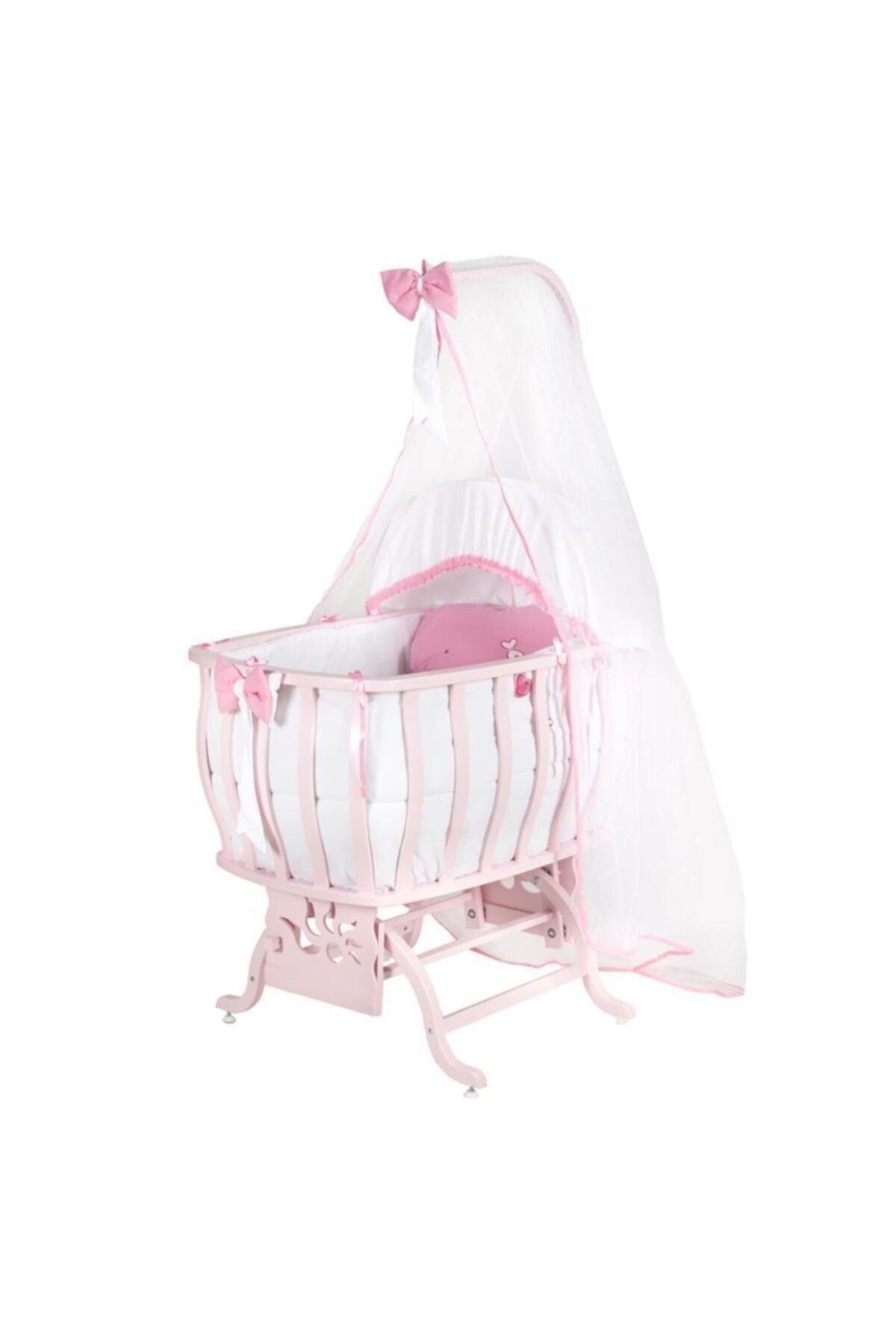 POKY BEBE Ahşap Sepet Beşik Otantik Uyku Setli 90 X 60 cm