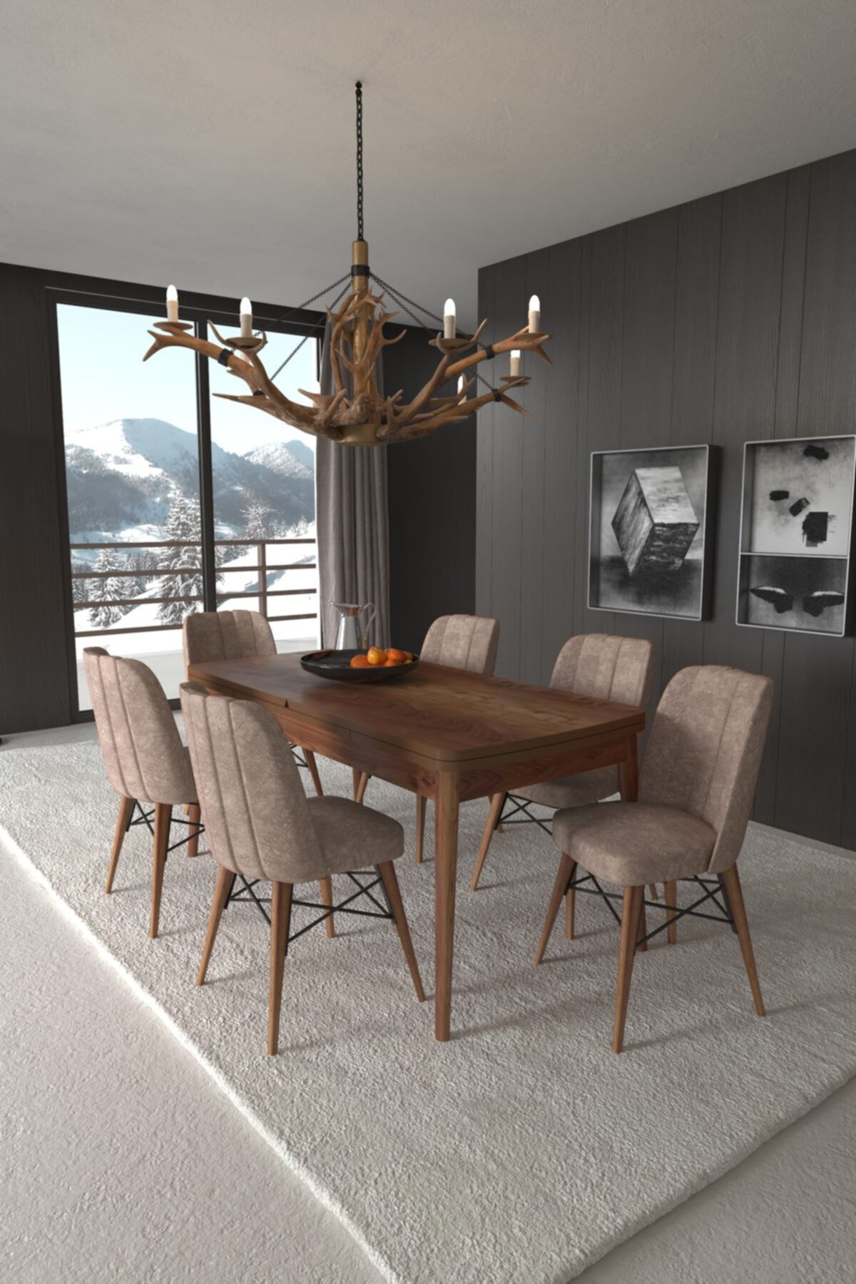 GadaHome Arven Mdf Tabla Kelebek Masa 6'lı