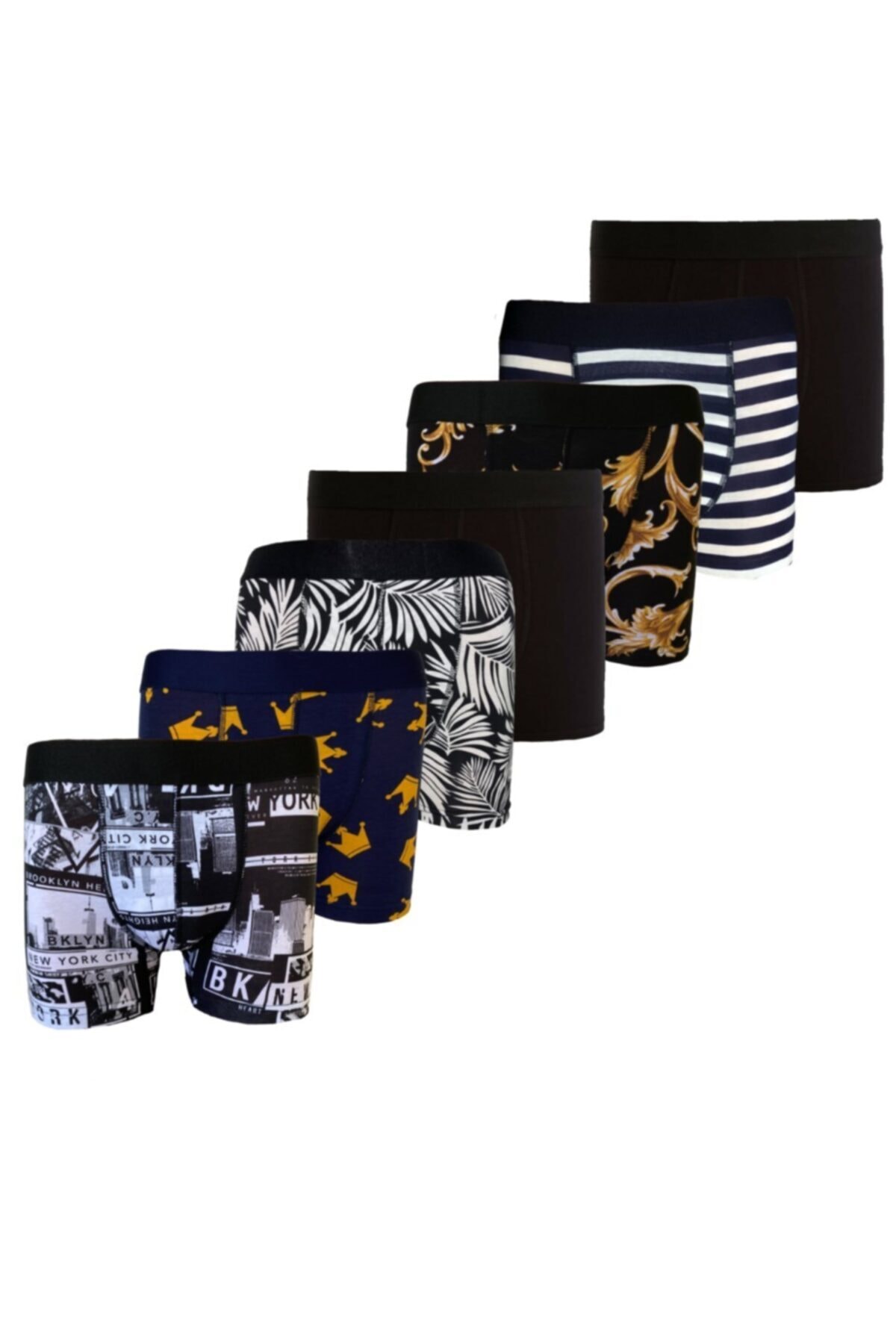 Pacman Erkek Boxer 7'li Premium Paket Pamuklu Desenli + Siyah