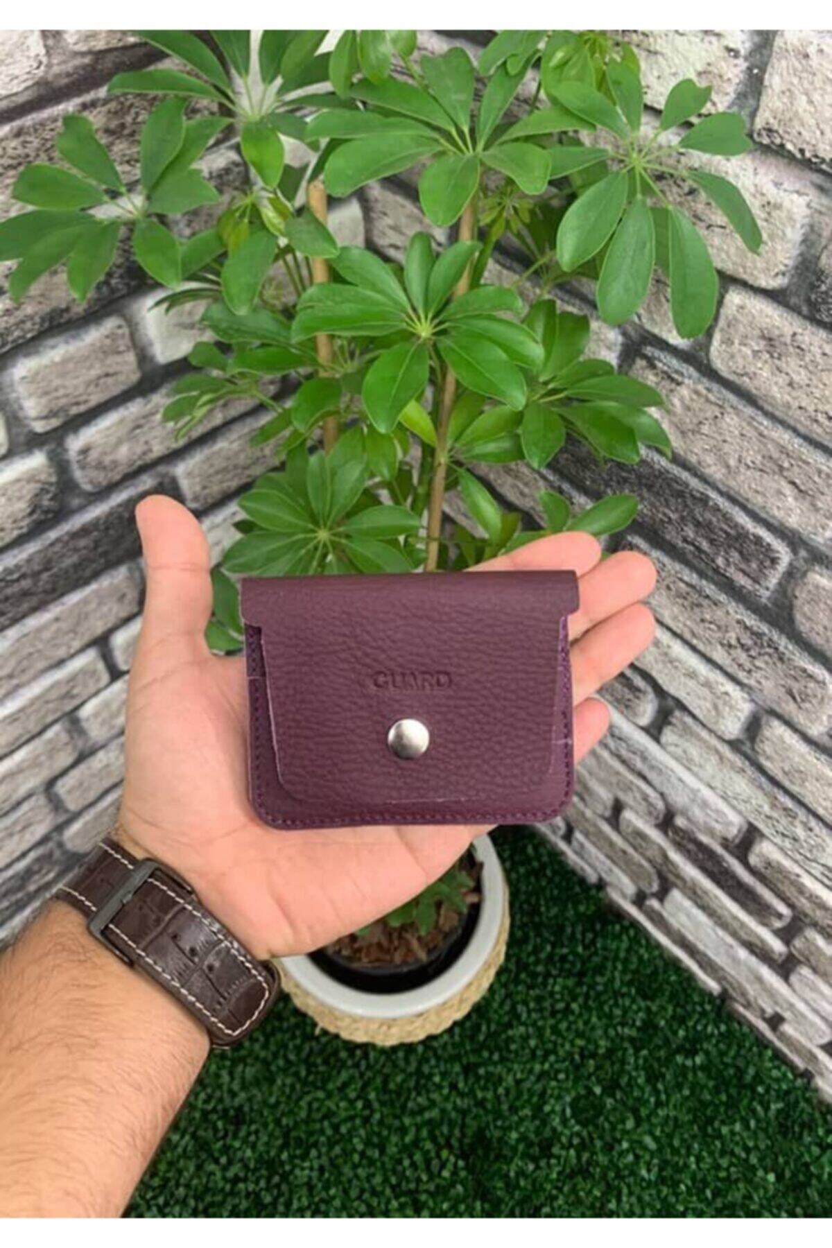 Guard Leather Guard Bordo Kağıt Para Bölmeli Mini Deri Kartlık