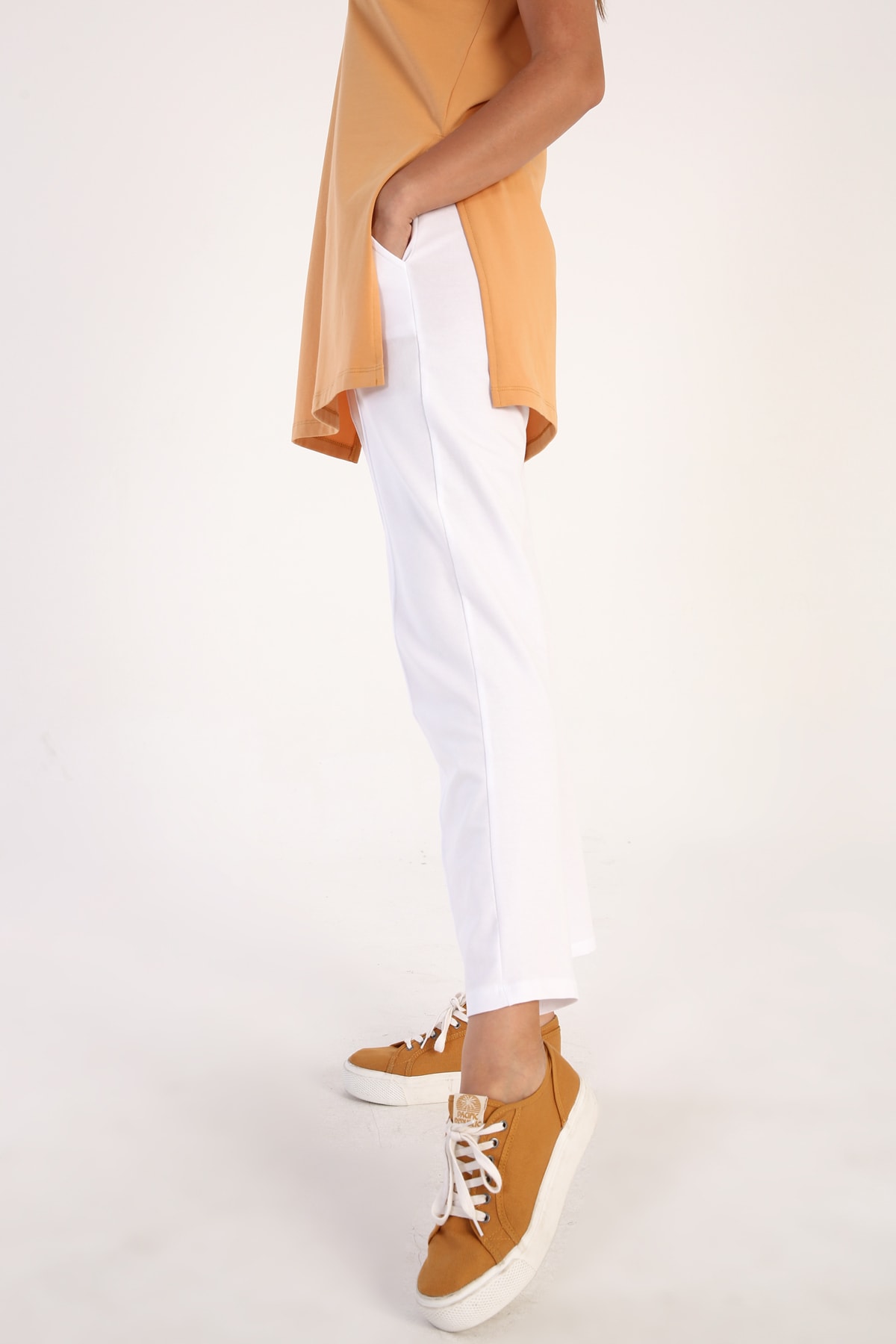 ALLDAY Beyaz Çima Dikişli Pamuklu Eşofman Altı