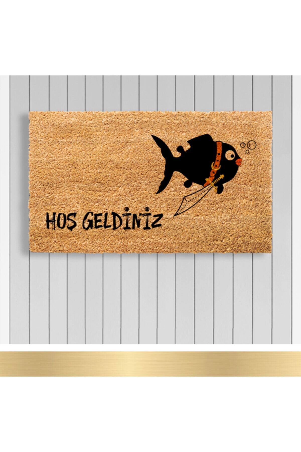Paspashello Design Koko Paspas  Pvc Taban-40x70 cm  Model Küçük Kara Balık