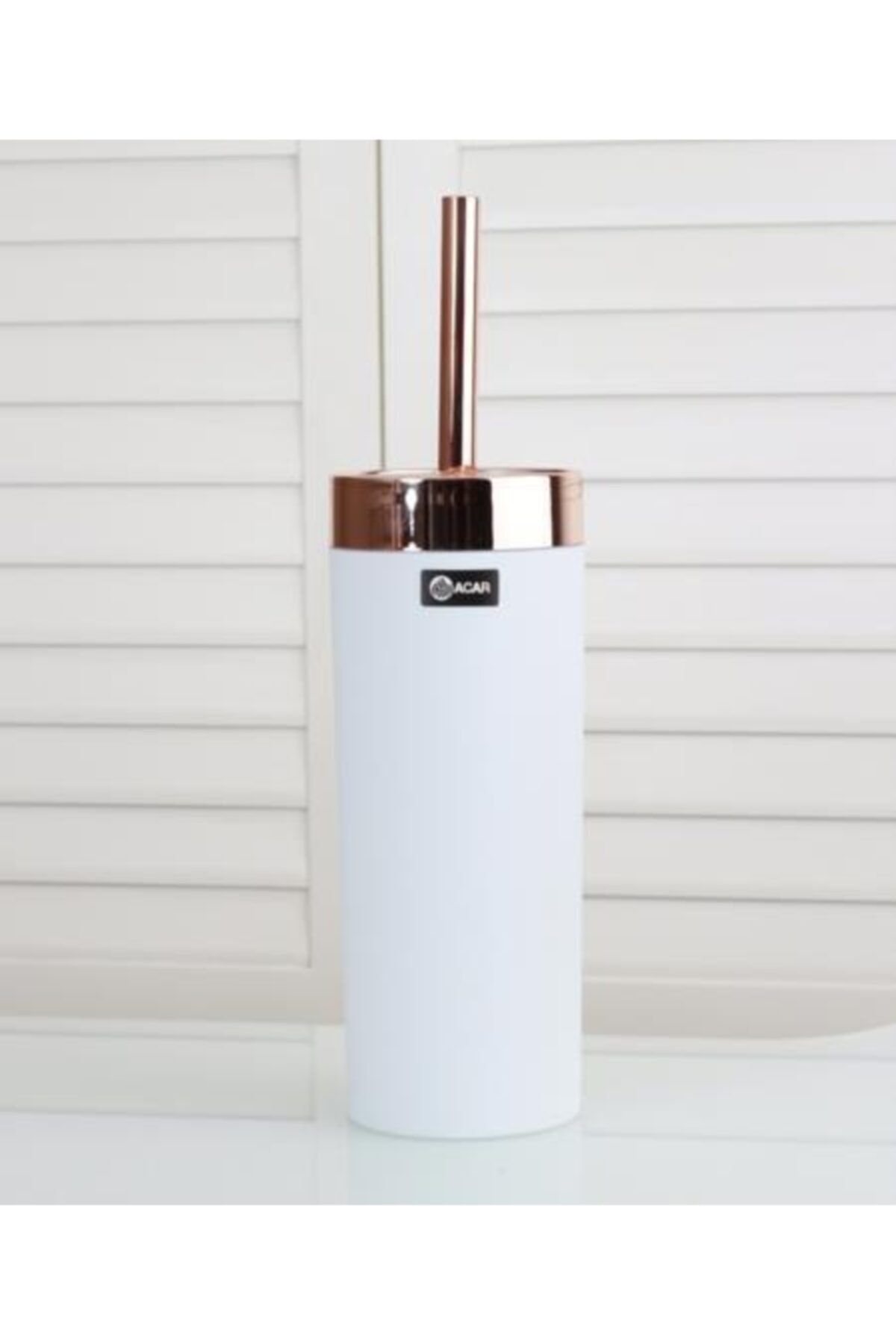 ACAR Lumea 38cm Akrilik Bakır Başlık Beyaz Yuvarlak Wc Fırça 11635
