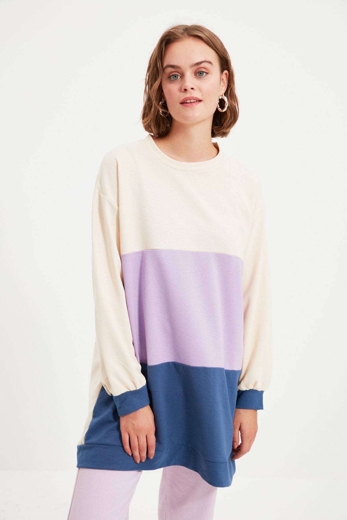 Trendyol Modest Indigo Örme Sweatshirt TCTAW22TW0010