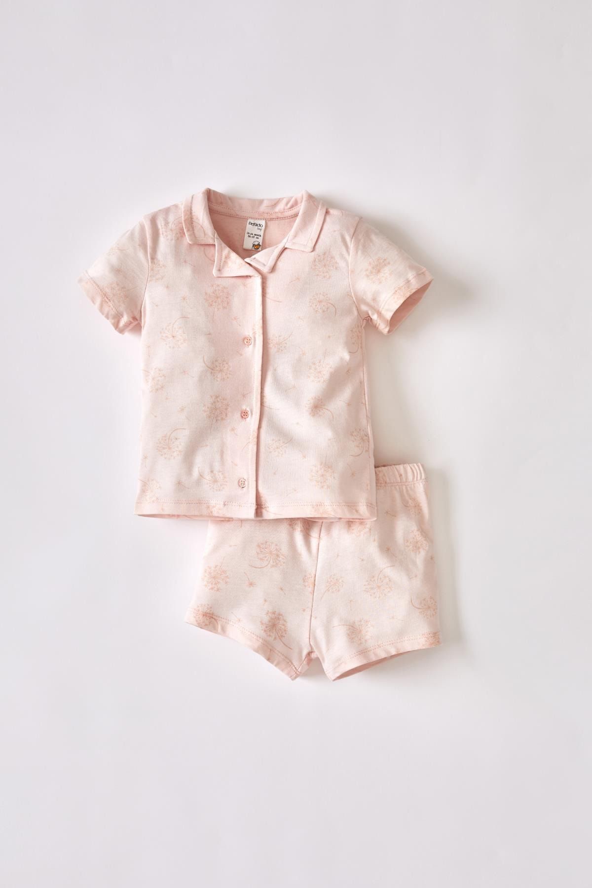 DeFacto Kız Bebek Desenli Kısa Kollu Pijama Takımı V8656A221HS