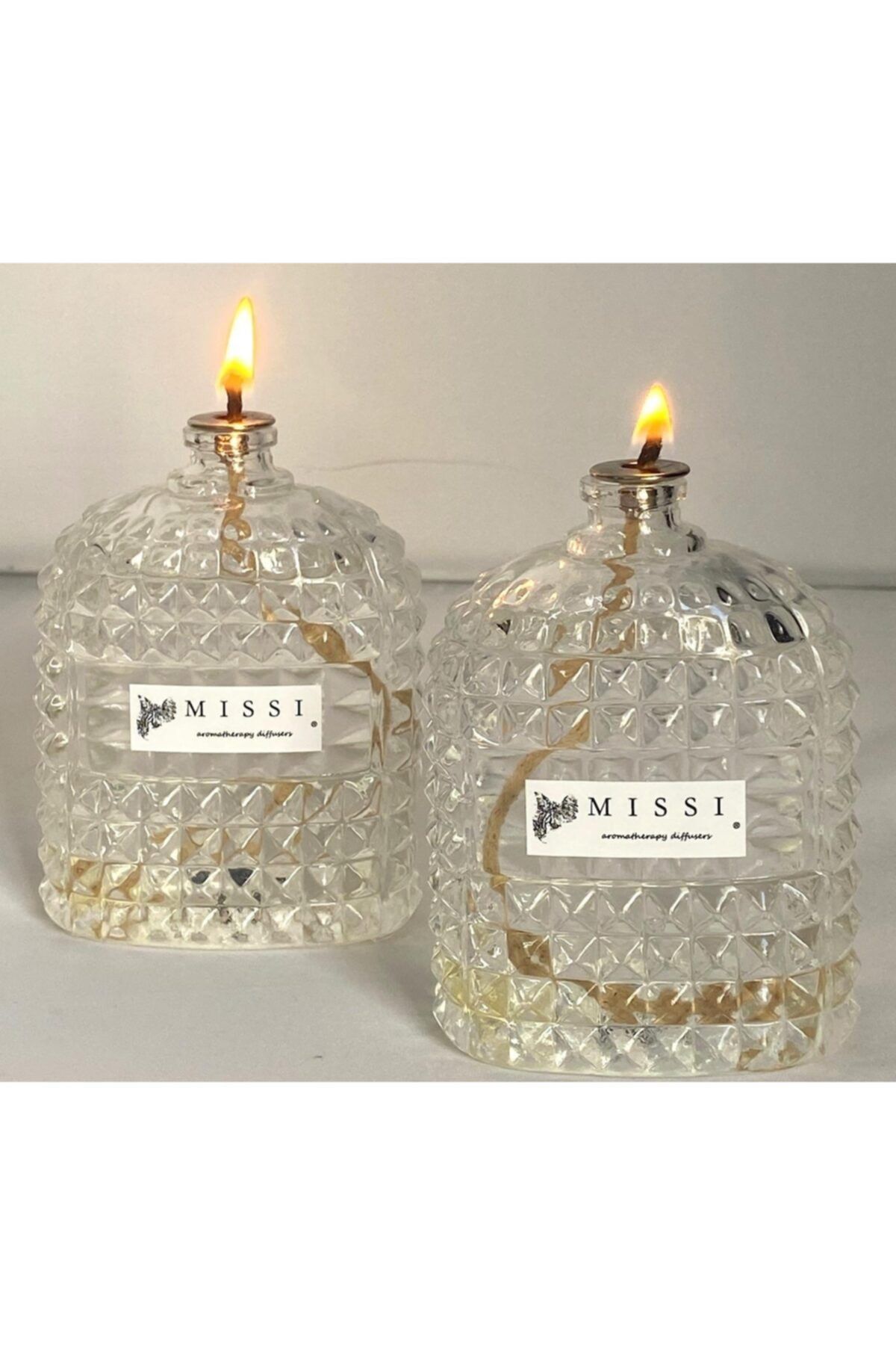 Missi 2li Black Vanilya Kokulu Oval Kristal Cam Şişe Kandil Seti ( 2x100 Ml)