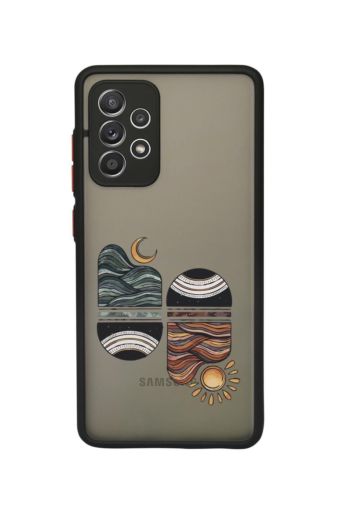 mooodcase Samsung A32 Uyumlu Kamera Lens Korumalı Sunset Wave Desenli Lüx Telefon Kılıfı