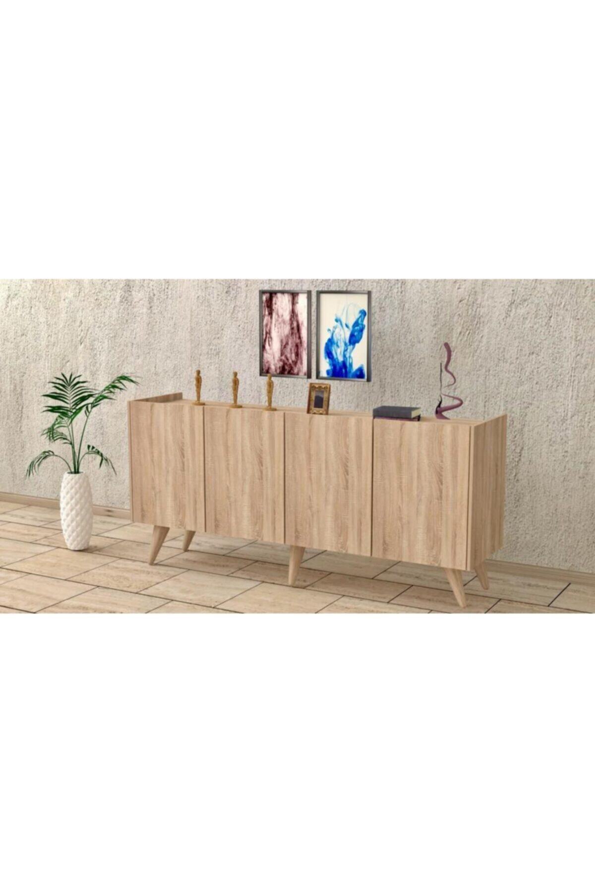 baramolife Çok Amaçlı Konsol, Meşe Gövde Meşe Kapak, 140cm