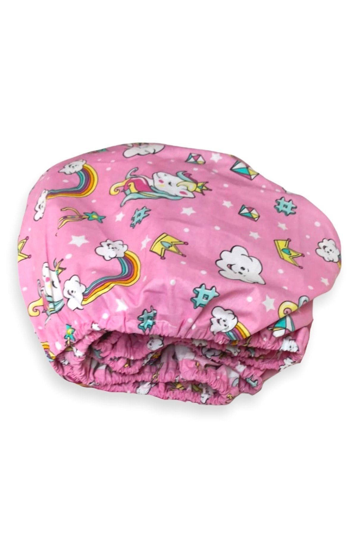 Bebek Özel %100 Pamuk Bebek Ve Çocuk Lastikli Çarşaf 80x120 Pembe Unicorn