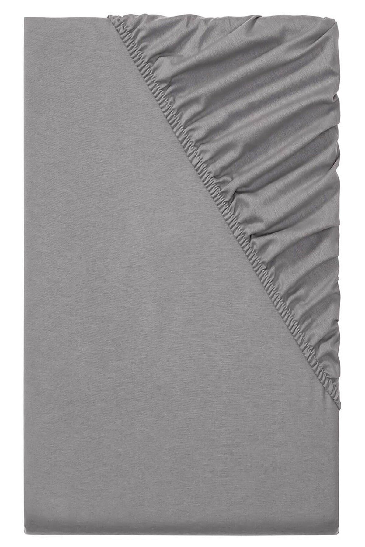 JUNG 180x200 cm Battal Boy Pamuklu Düz Lastikli Fitted Penye Çarşaf Lastikli Çarşaf