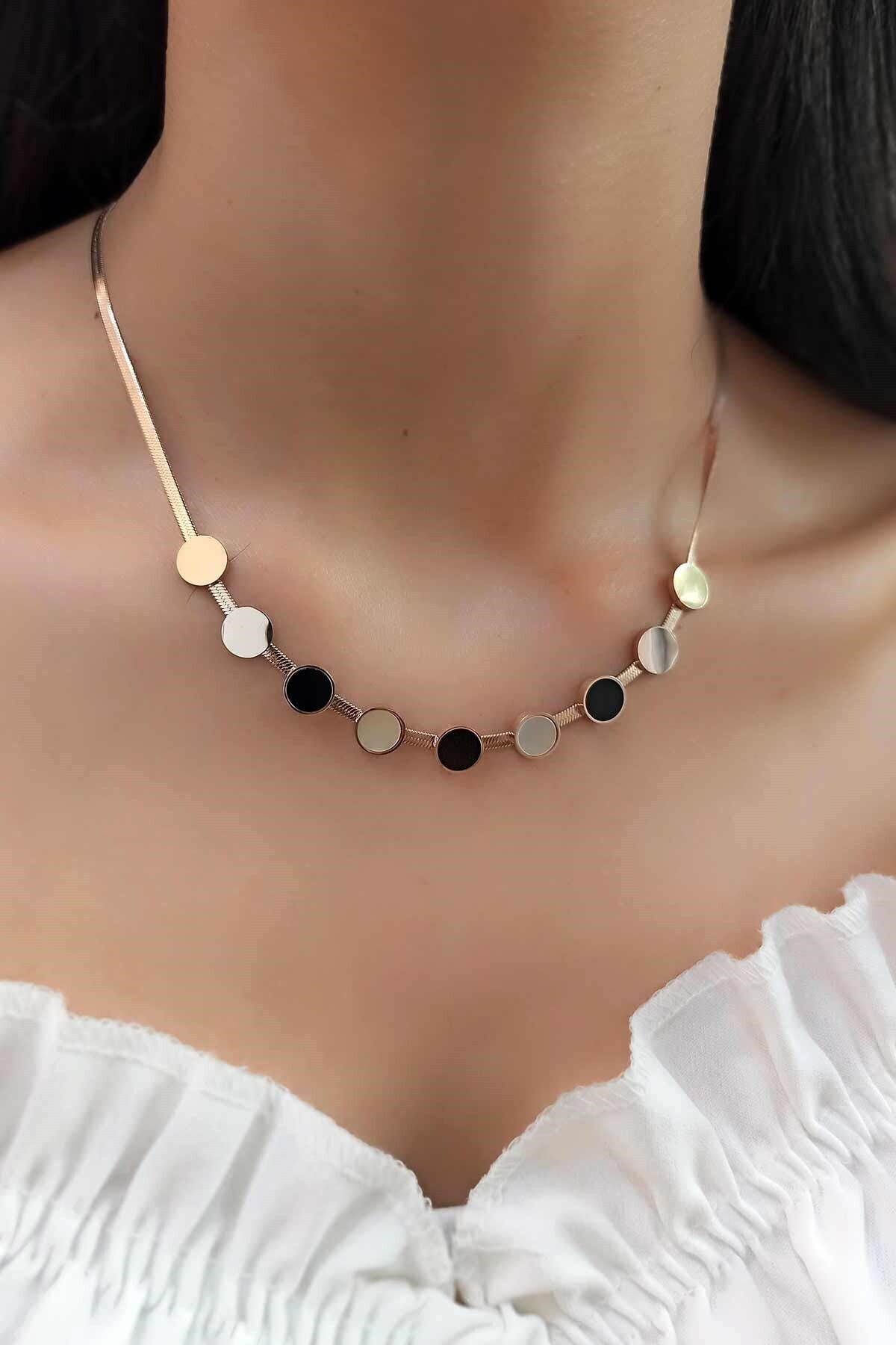 Çlk Accessories Çelik Sedef Italyan Zincir Çelik Kolye Trkolye5659 B35003