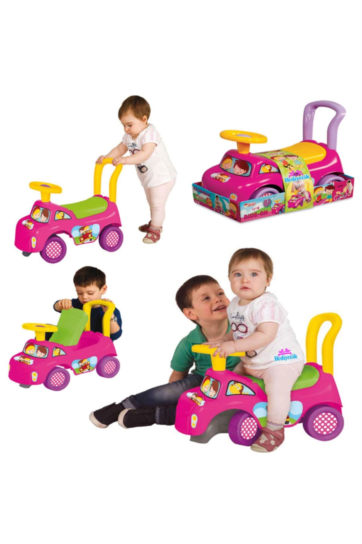 hediyecik My First Direksiyonlu Benim Ilk Arabam 2-5 Yaş Pembe
