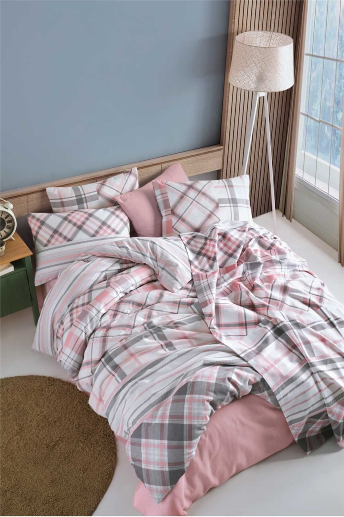 HerdaimModa Pamuklu Kutulu Canlı Renkli Kolay Ütülenebilir Genç Yorganlı Nevresim Takımı