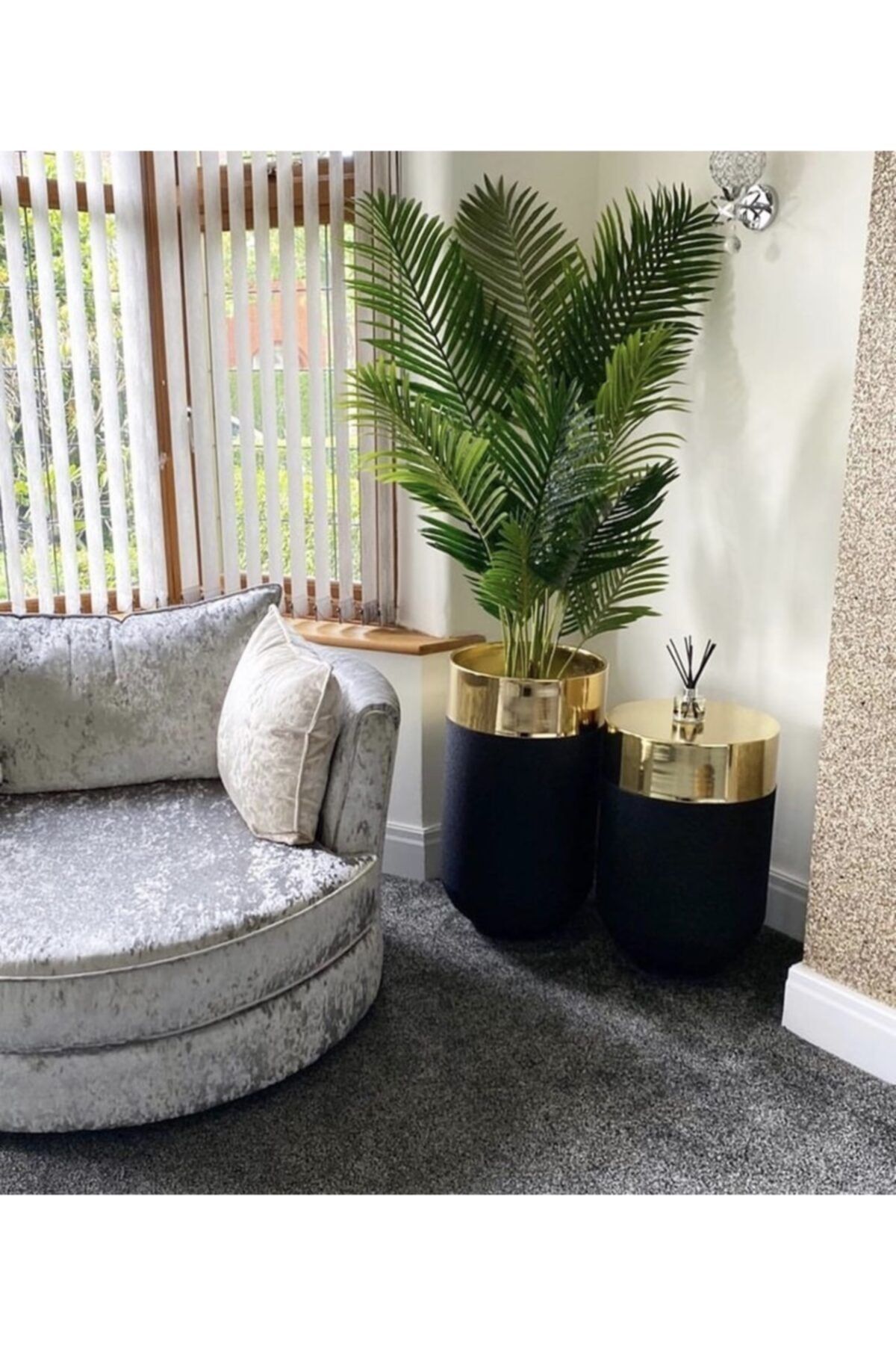 AresDecoration Darbuka Siyah Gold 2li Set Saksı
