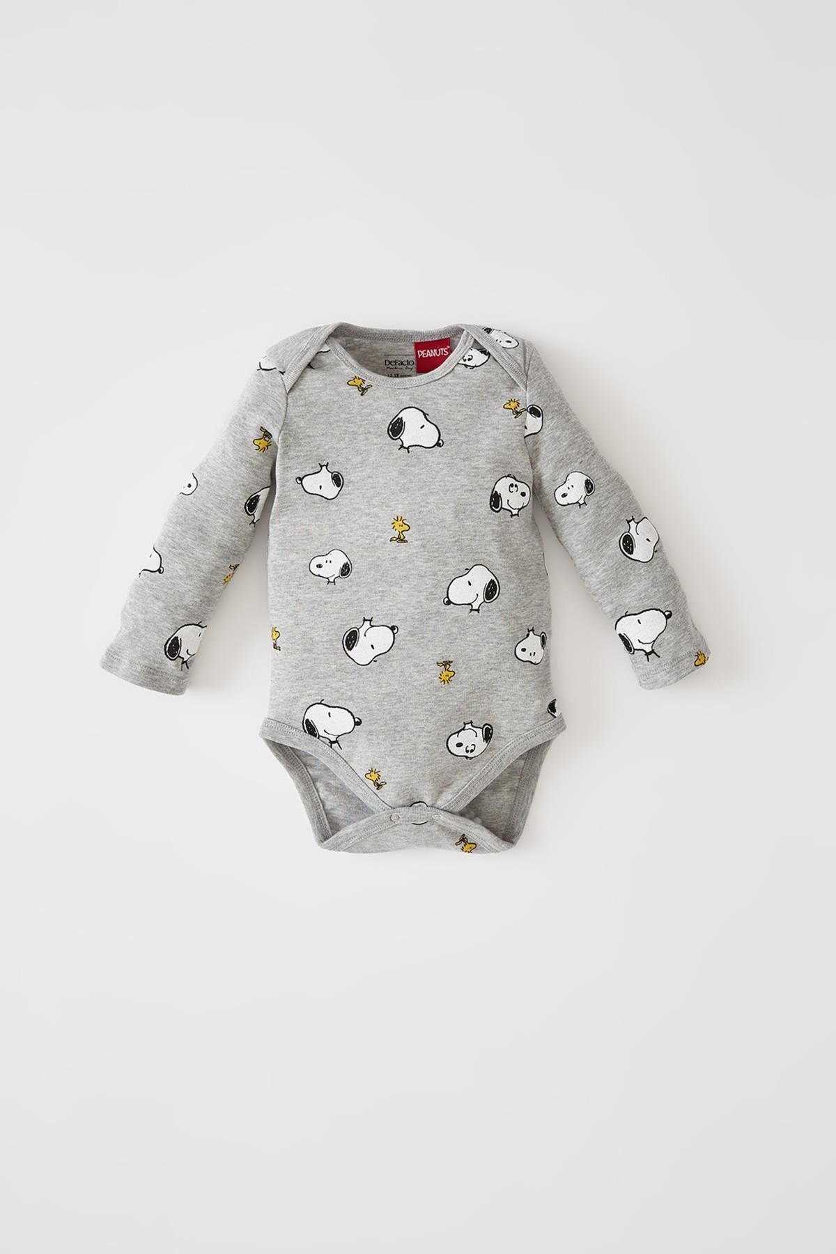 DeFacto Erkek Bebek Snoopy Lisanslı Uzun Kollu Çıtçıtlı Pamuklu Body V7561A221AU