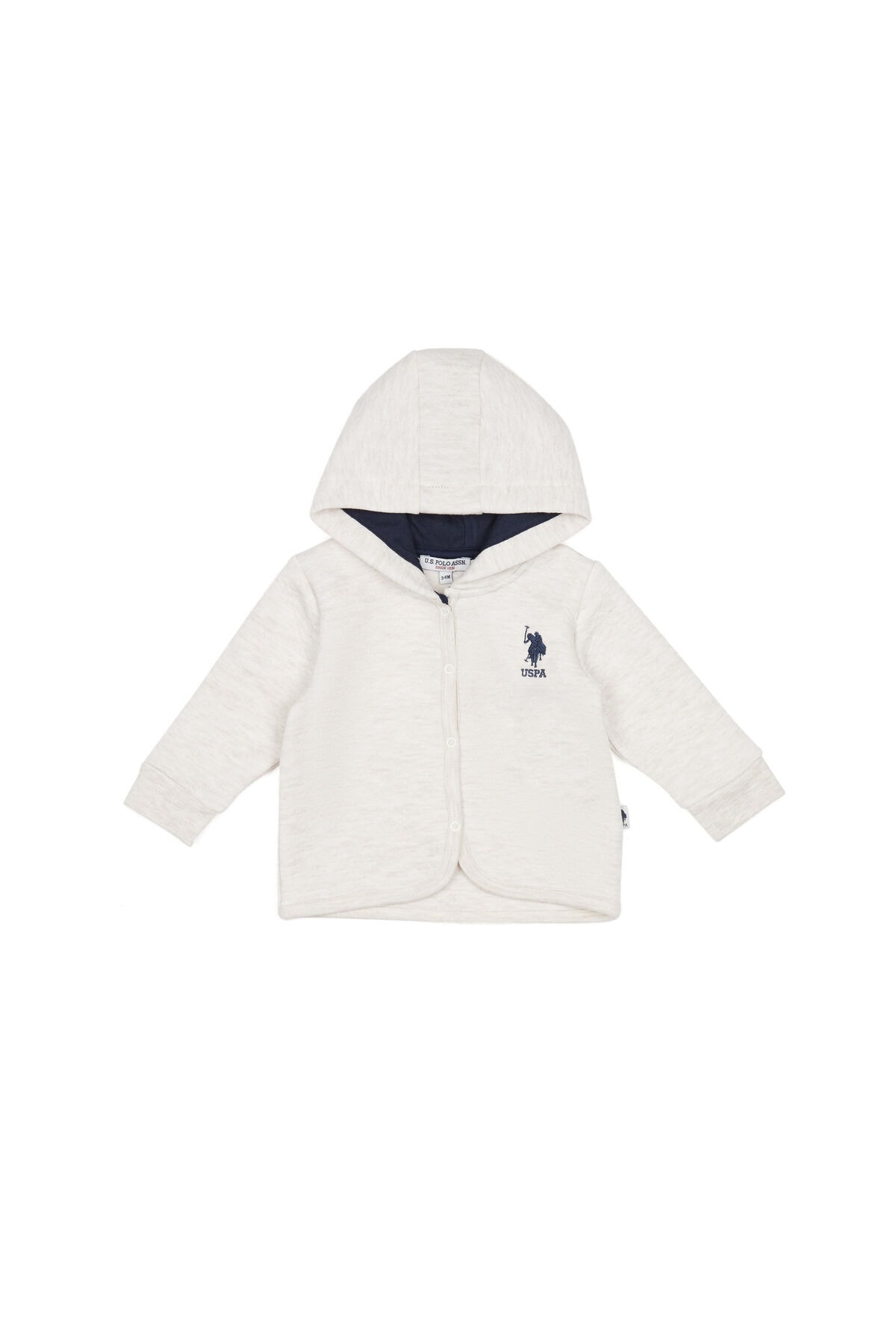 U.S. Polo Assn. U.s. Polo Assn Lisanslı Bejmelanj Kız Bebek Kapşonlu Çıtçıtlı Hırka