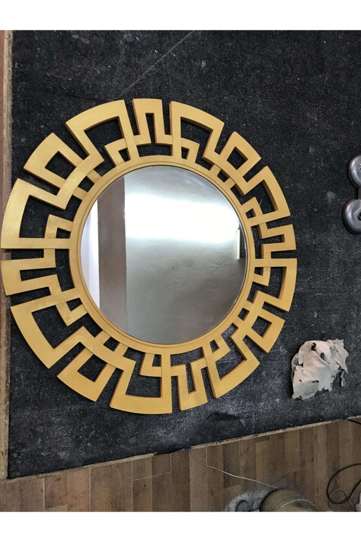 Imalat Gold Yuvarlak Sarmaşık Dekoratif Ayna 80x80 Cm Dir
