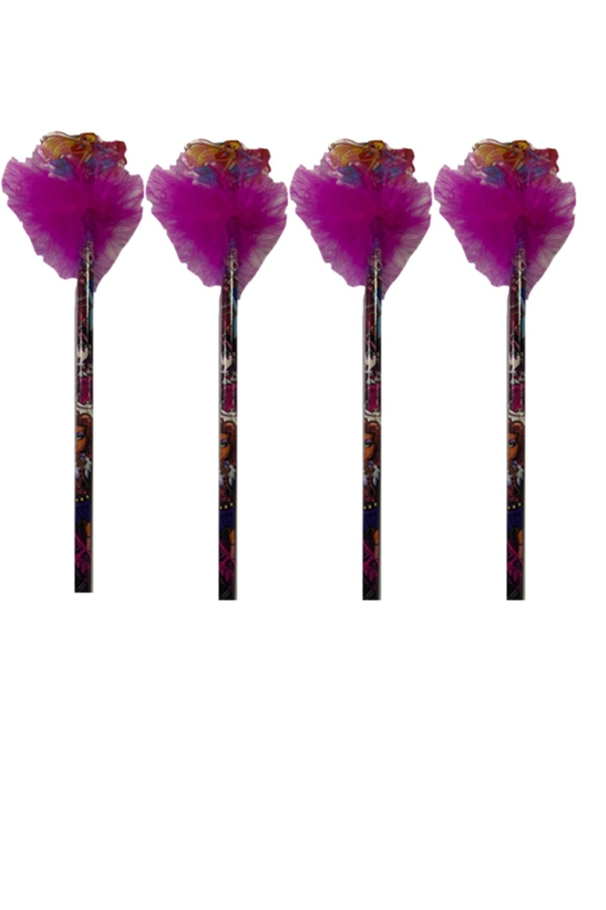 Parti dolabı 4 Adet Winx Monster High Süslü Pembe Tüylü Kurşun Kalem