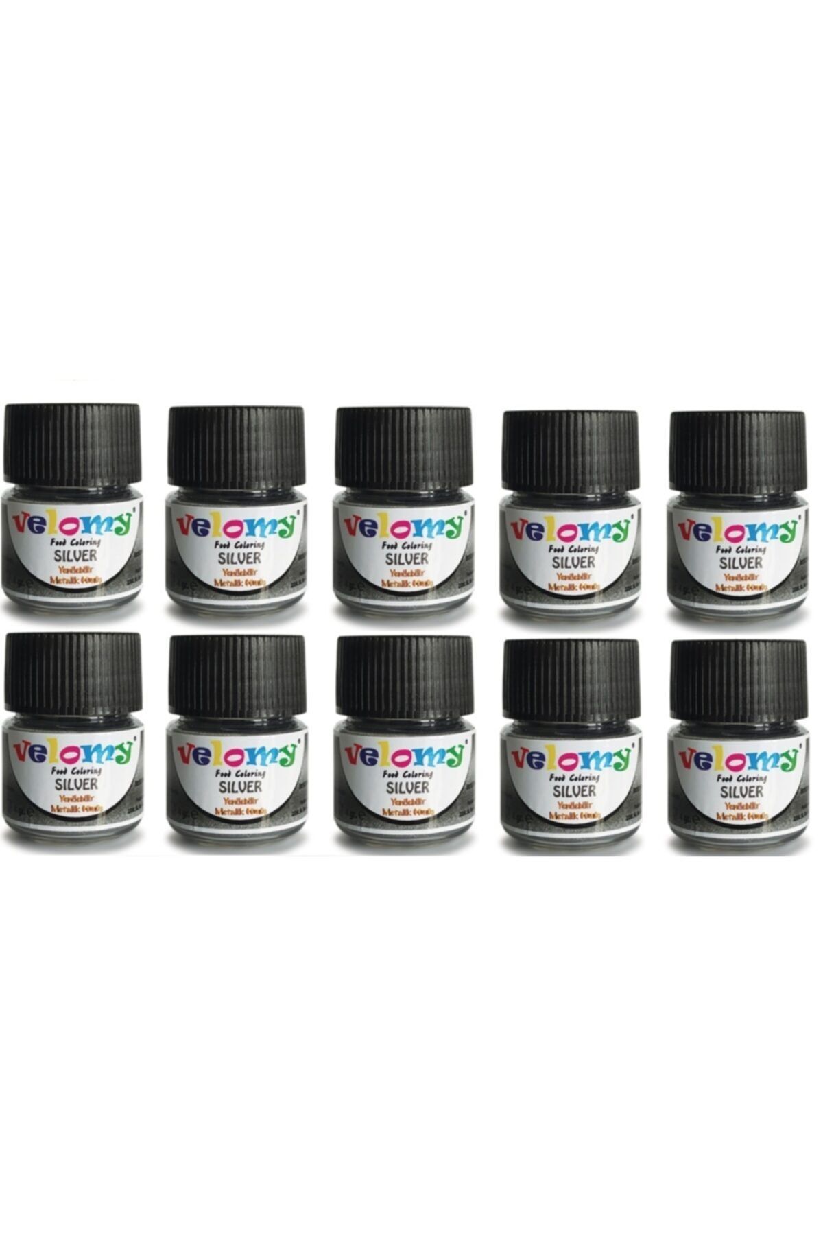 velomy 10 Adet Yenilebilir Metalik Gümüş Toz Boya Yaldızlı Gümüş Boya Gümüş Gıda Boyası 4 Gr*10