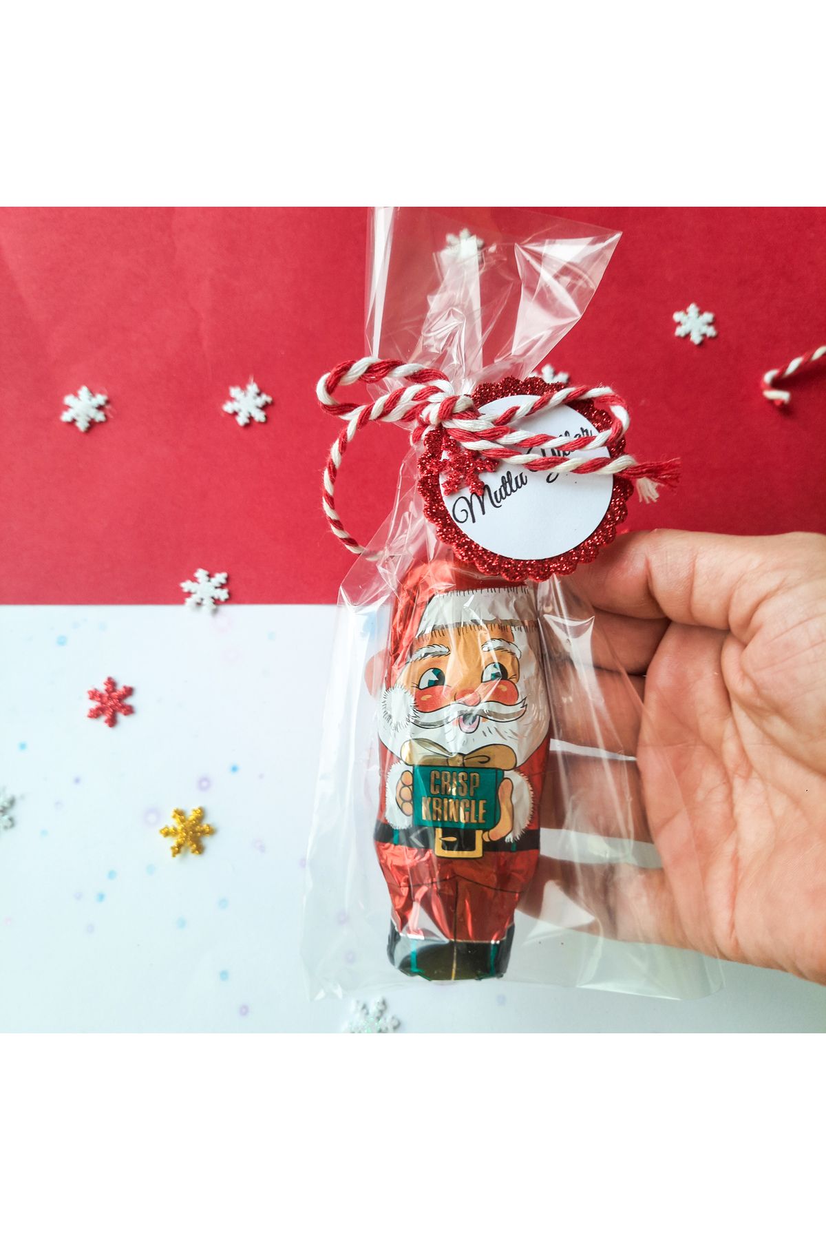 1 ADET Paketli Etiketli Noel Baba Yılbaşı Sütlü Çikolata (28gr) -Çikolata Paketi Yeni Yıl Hediyesi