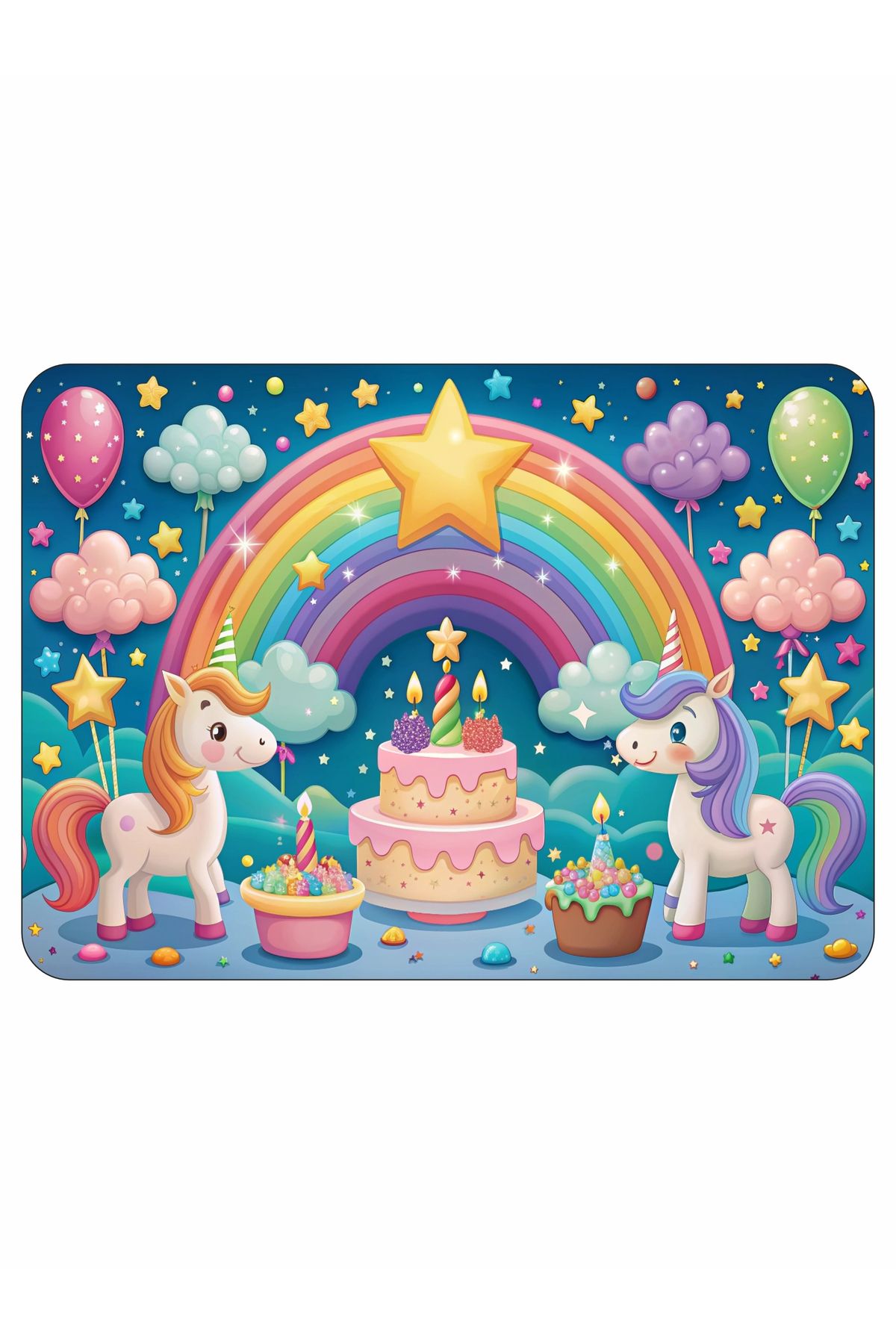 Sevimli Unicorn, Yıldızlar, Gökkuşağı 24 Parça Ahşap Puzzle