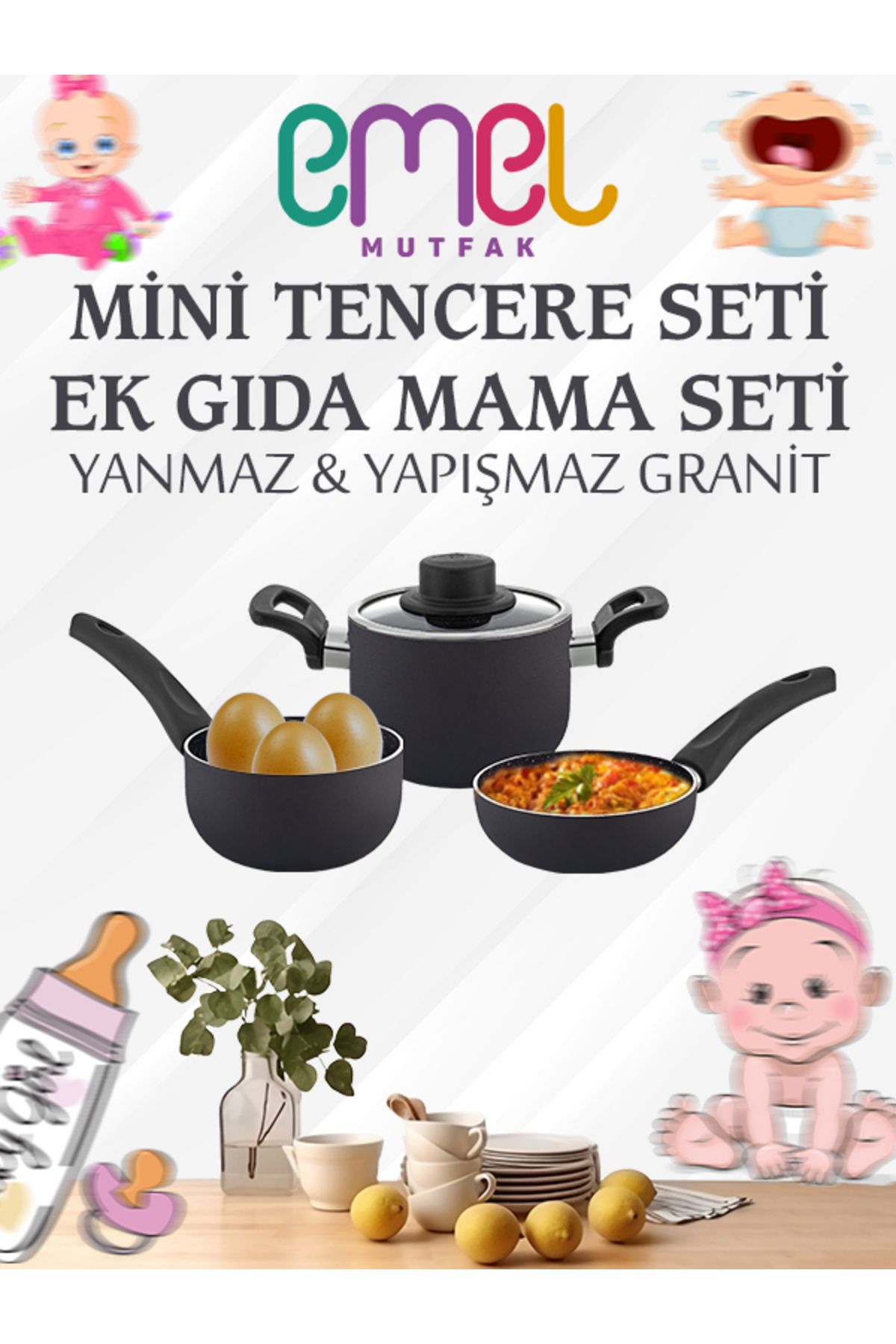 EMEL 12 Cm Mini Tencere Seti(EK GIDA MAMA SET...