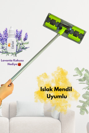 Mandallı Kıskaçlı Mikrofiber Istediğin Bezi Tak Yer Duvar Cam Silme Mop - Islak Mendil Uyumlu Image 0