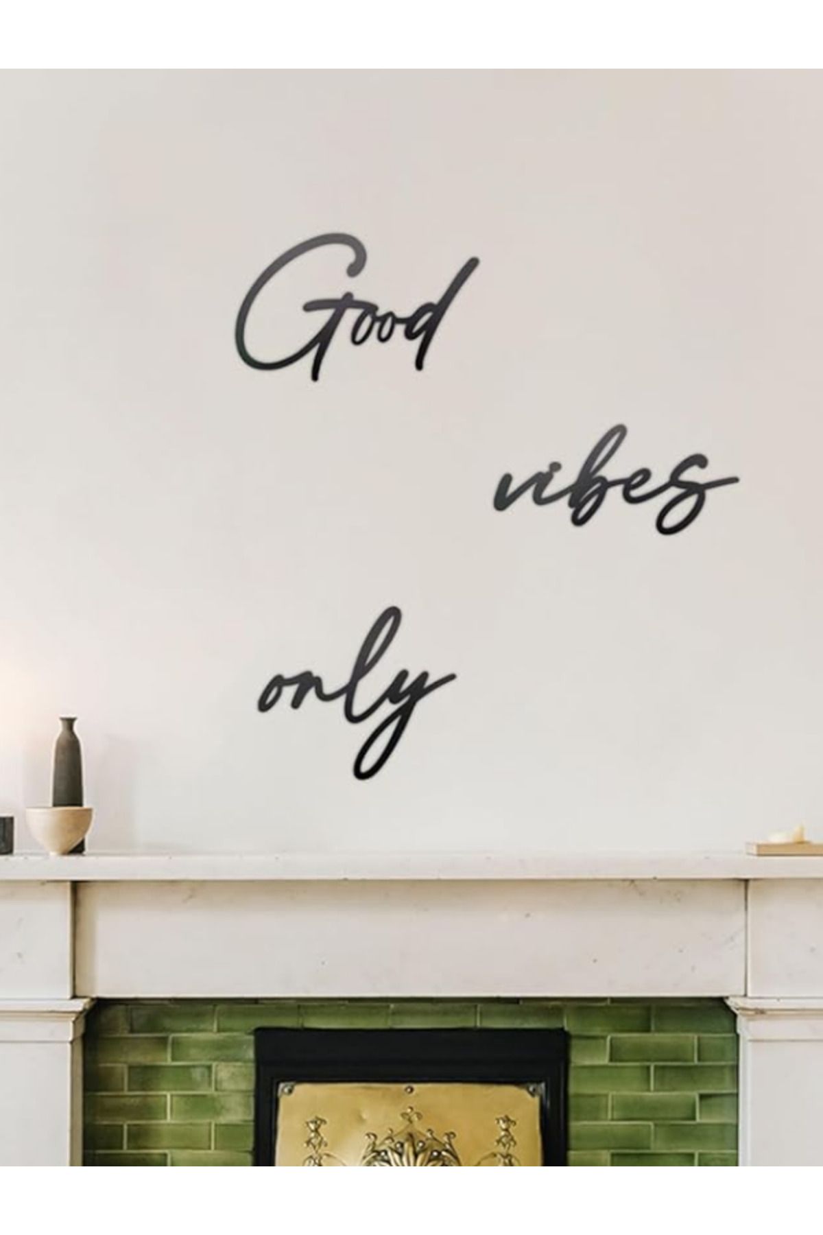 Good Vibes Only - 3 Parça Siyah Dekoratif Duvar Yazısı | Modern Duvar Tablosu