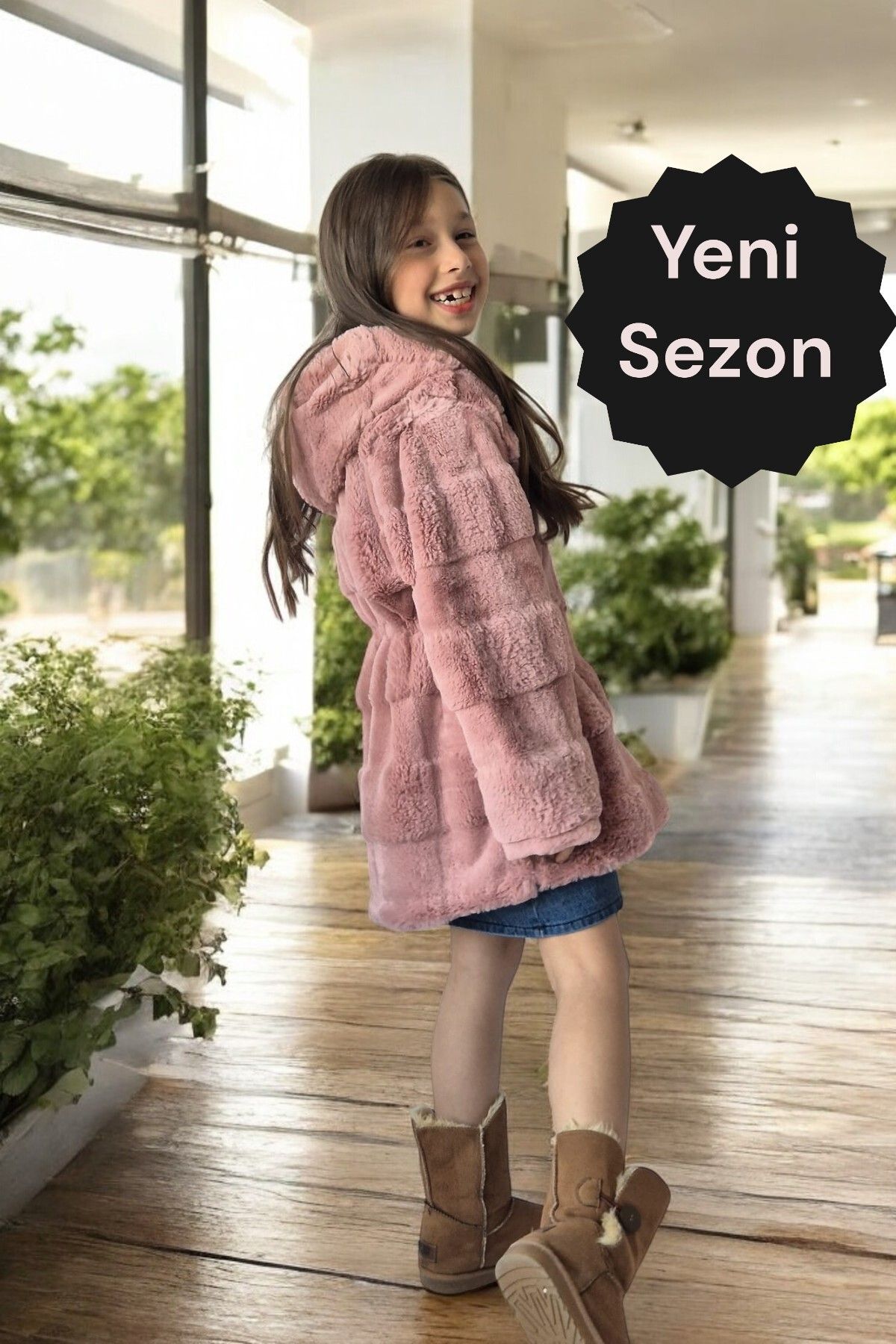 Kız Çocuk  Peluş Ceket Mont Kaban