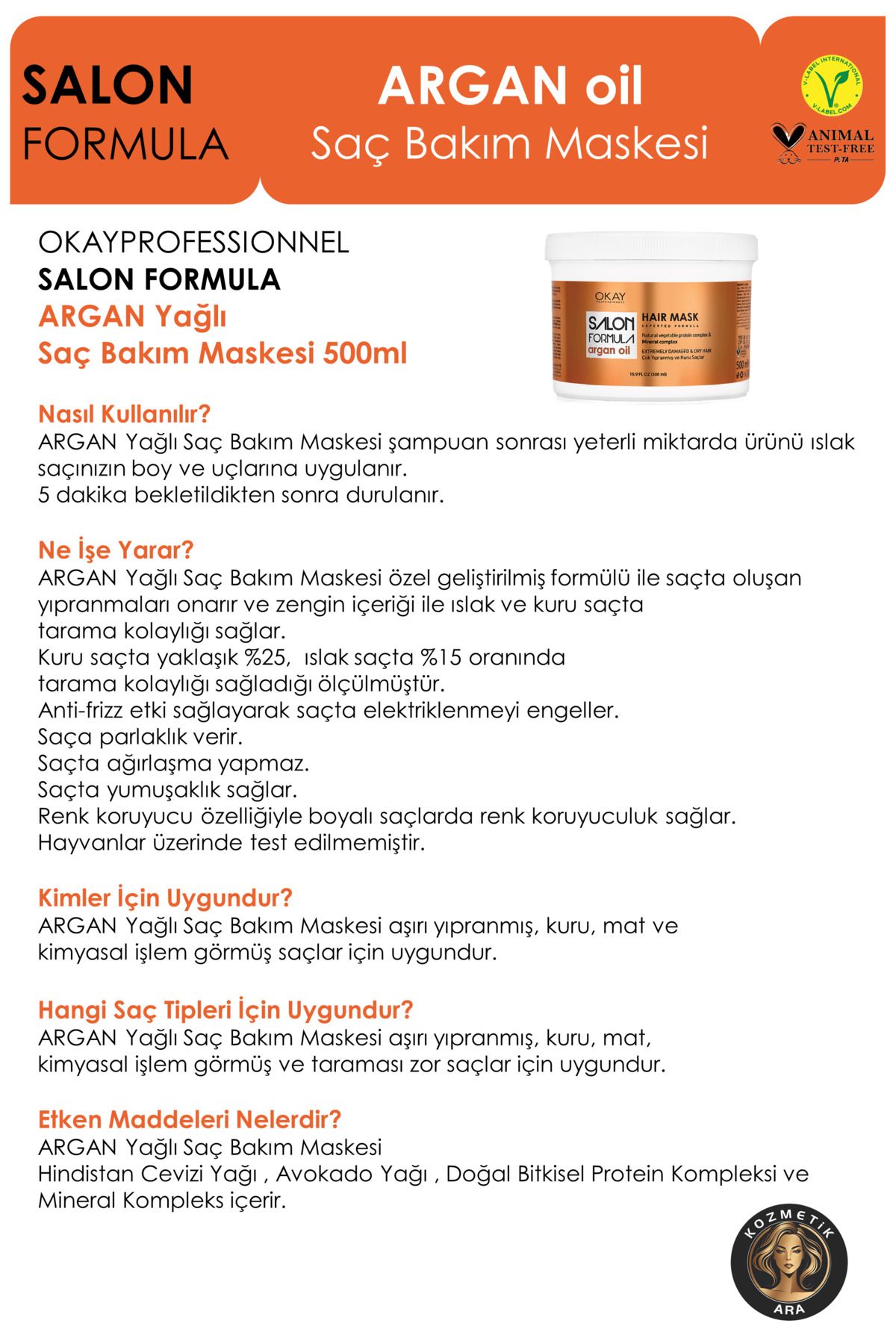 Salon Formula Saç Maskesi Argan Oil (500 ml)