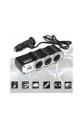 Araba Araç Oto Çakmak Çoklayıcı Çoğaltıcı Soketi Usb Çakmaklık Image 3