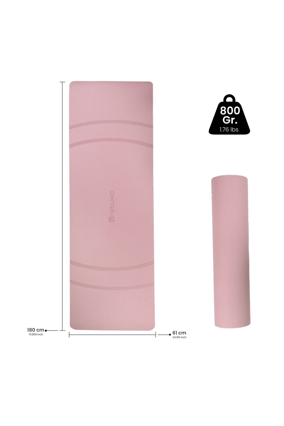 Çizgi Tasarım TPE Yoga Pilates Mat Pastel Pembe