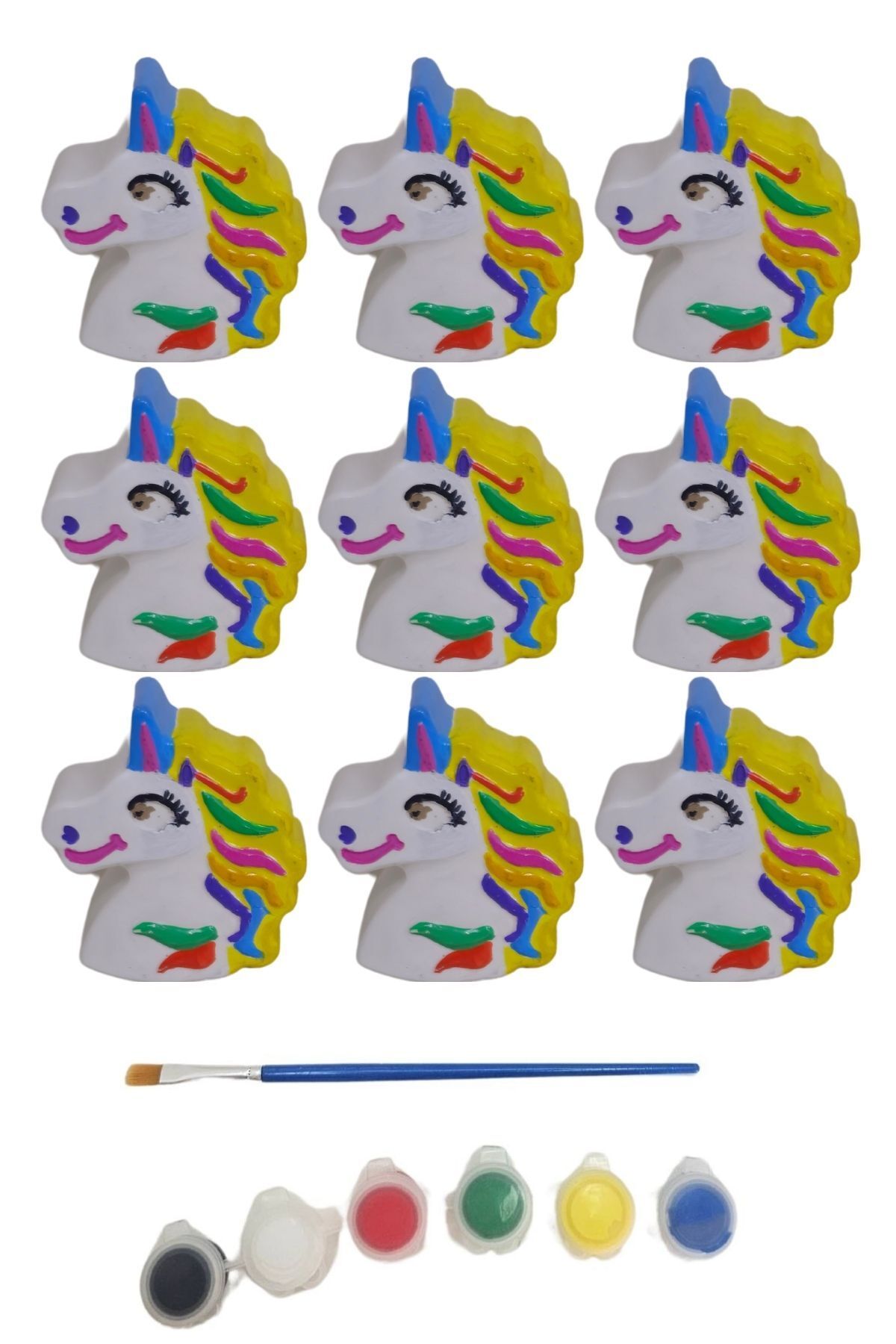 Eğitici Etkinlik Taş Boyama Seti Unicorn 10'lü Set ( 8 cm) Stone Painting 2 Boyutlu