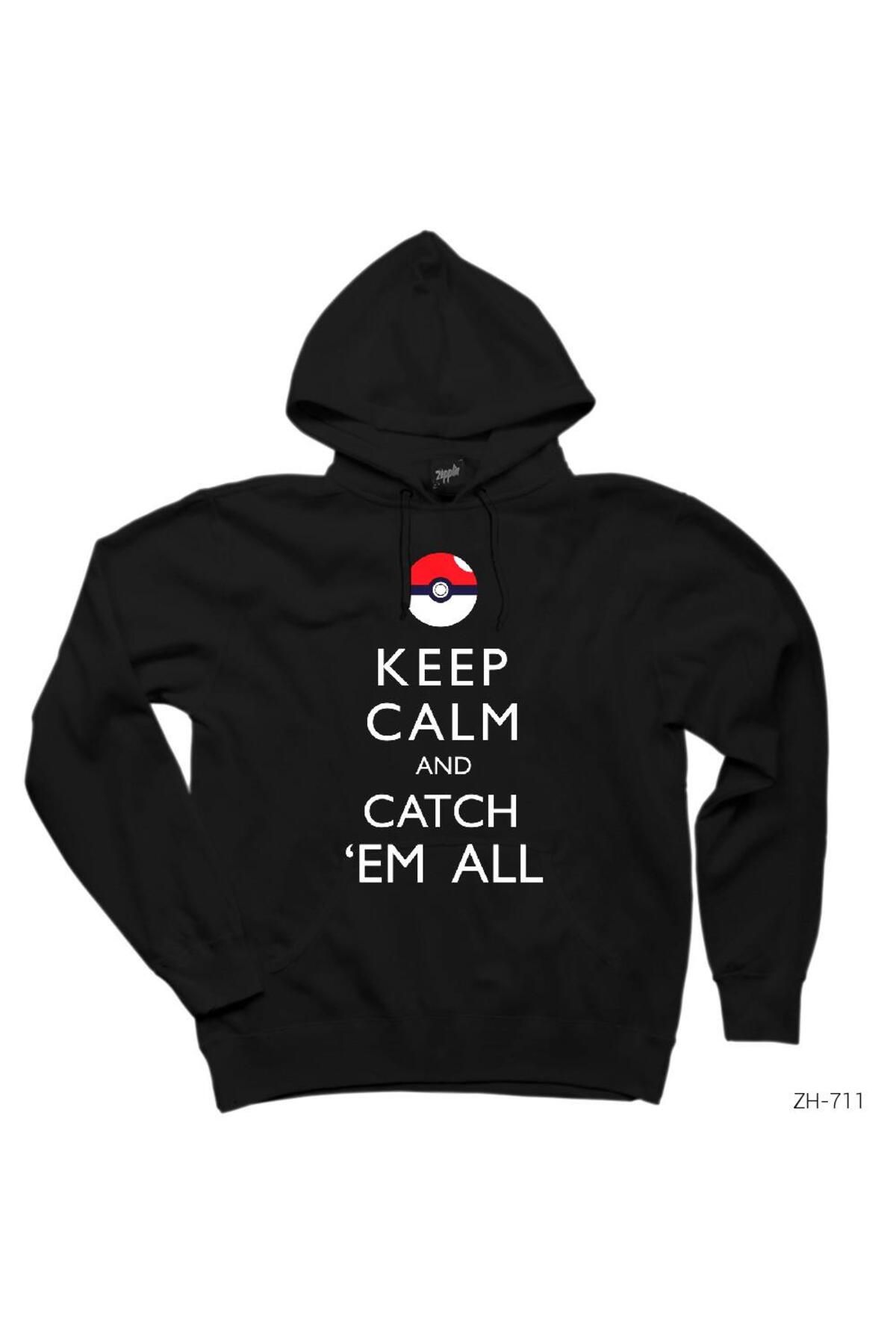 CrowsGate Pokemon Keep CalmSiyah Kapşonlu Swe...