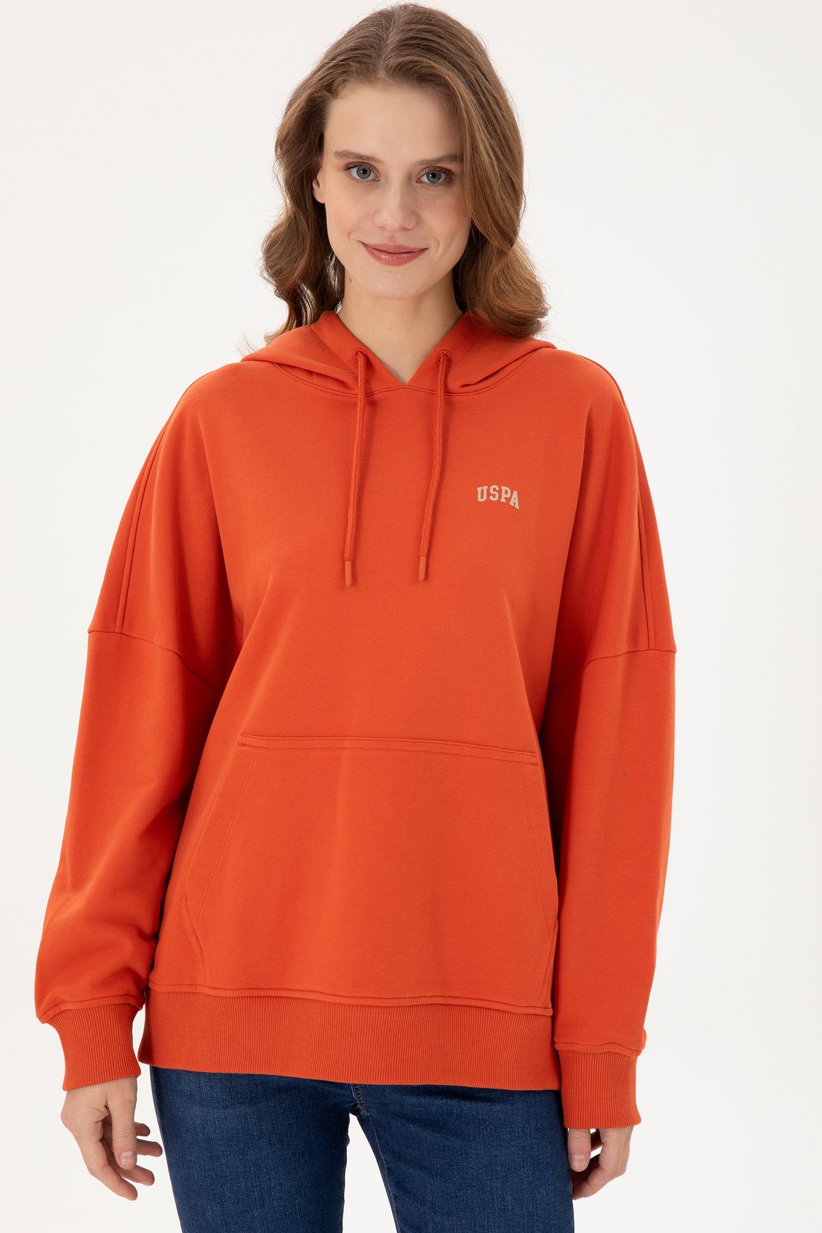 Kadın Kiremit Kapüşonlu Basic Sweatshirt 50297324-vr031