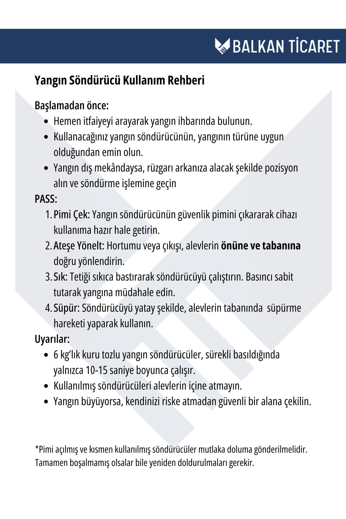 6kg Ruhsata Uygun Köpüklü Yangın Söndürme Tüpü Ve Yangın Söndürücü Kullanım Kılavuzu