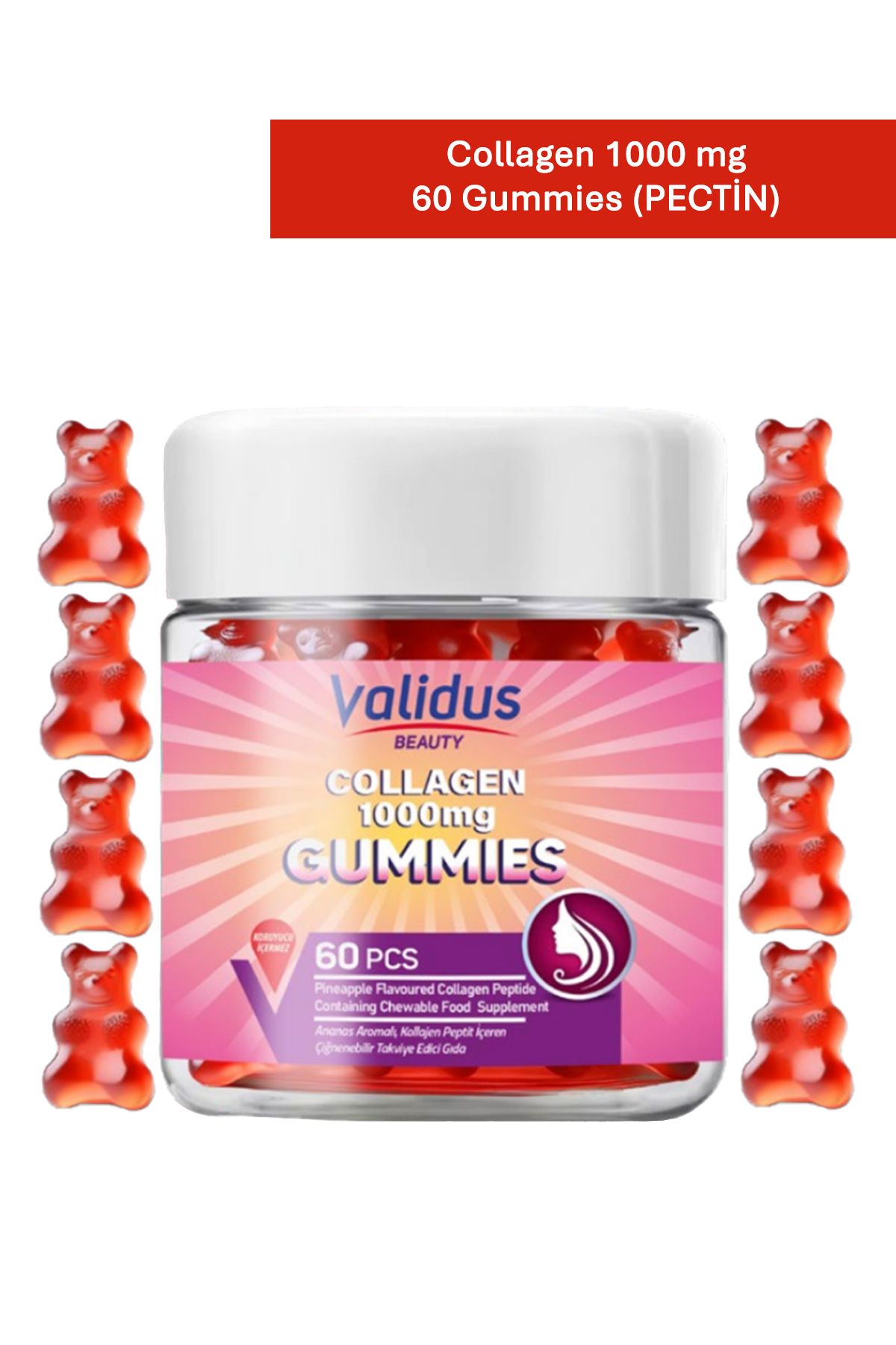 Collagen 1000 mg 60 Gummies (PECTİN)