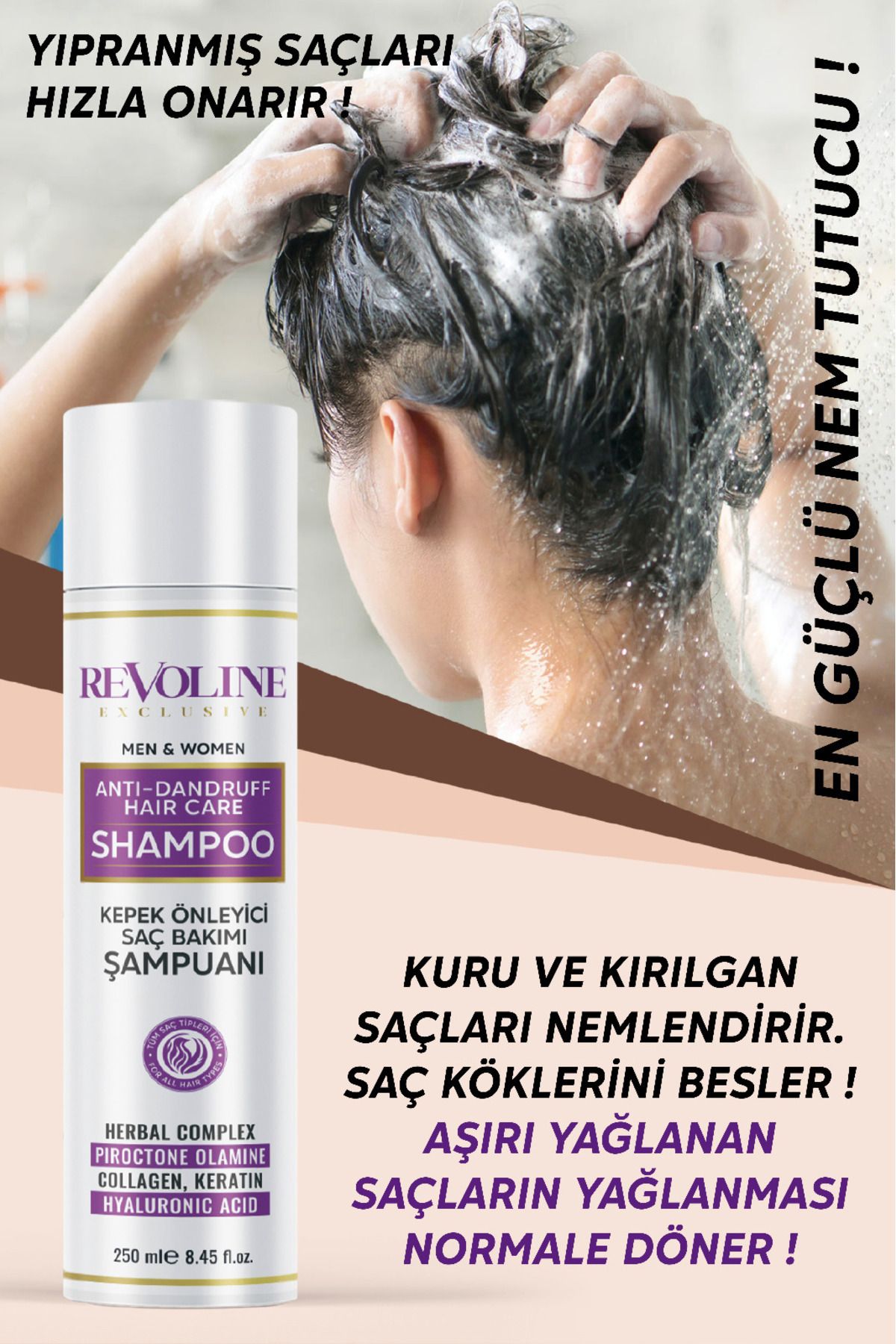 Revolıne (SEBOREİK DERMATİD, , KAŞINTI, PULLANMA) Kepek Önleyici Saç Bakım Şampuanı 250 ml