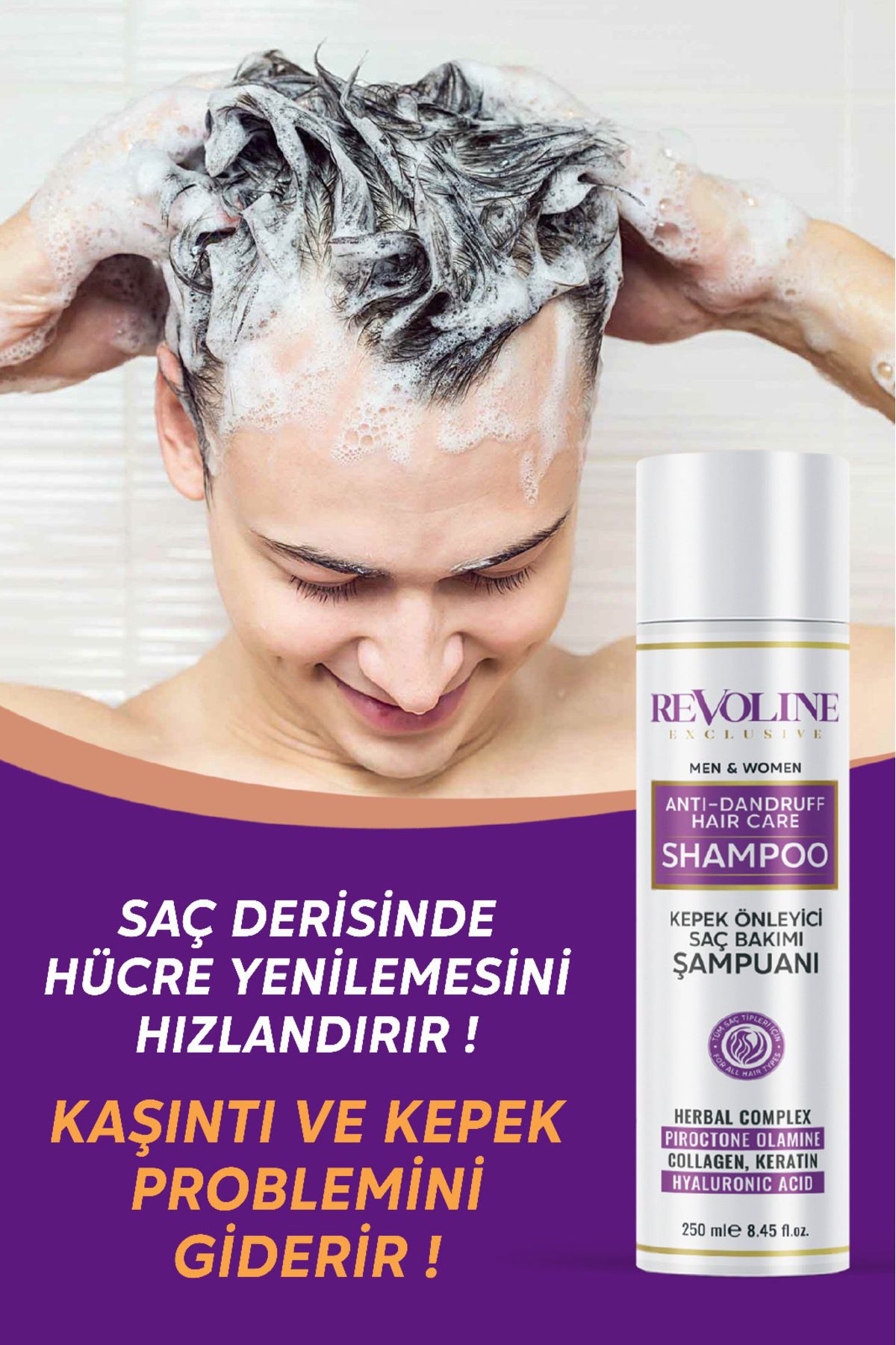 Revolıne (SEBOREİK DERMATİD, , KAŞINTI, PULLANMA) Kepek Önleyici Saç Bakım Şampuanı 250 ml